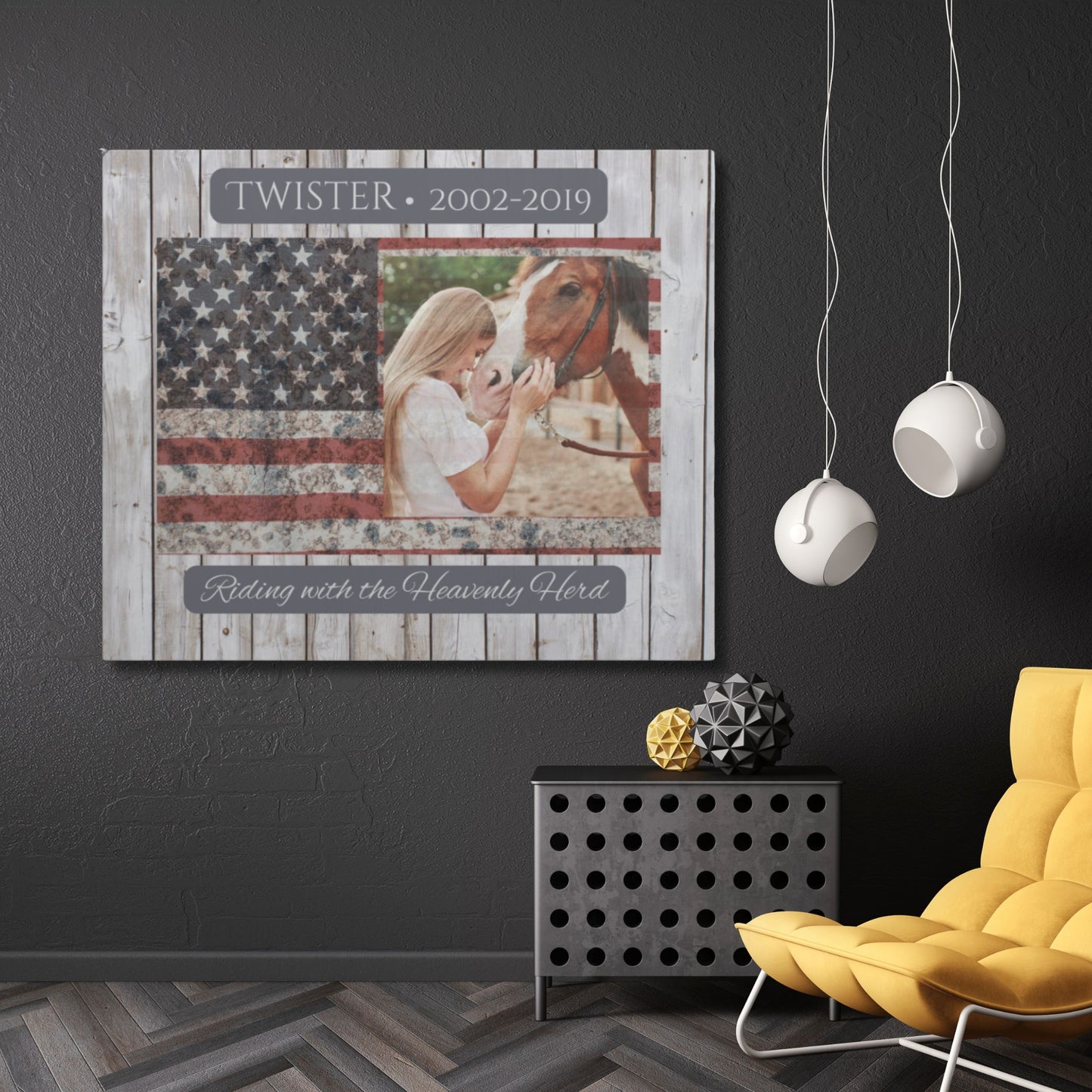 Horse Memorial Canvas Wall Art – Custom Photo & Name Tribute Gift