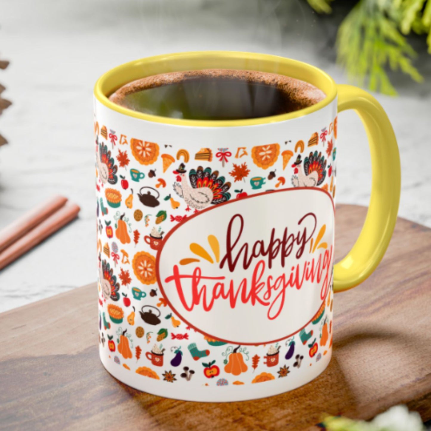 Happy Thanksgiving Mug | Festive Two-Tone Coffee Cup Gift