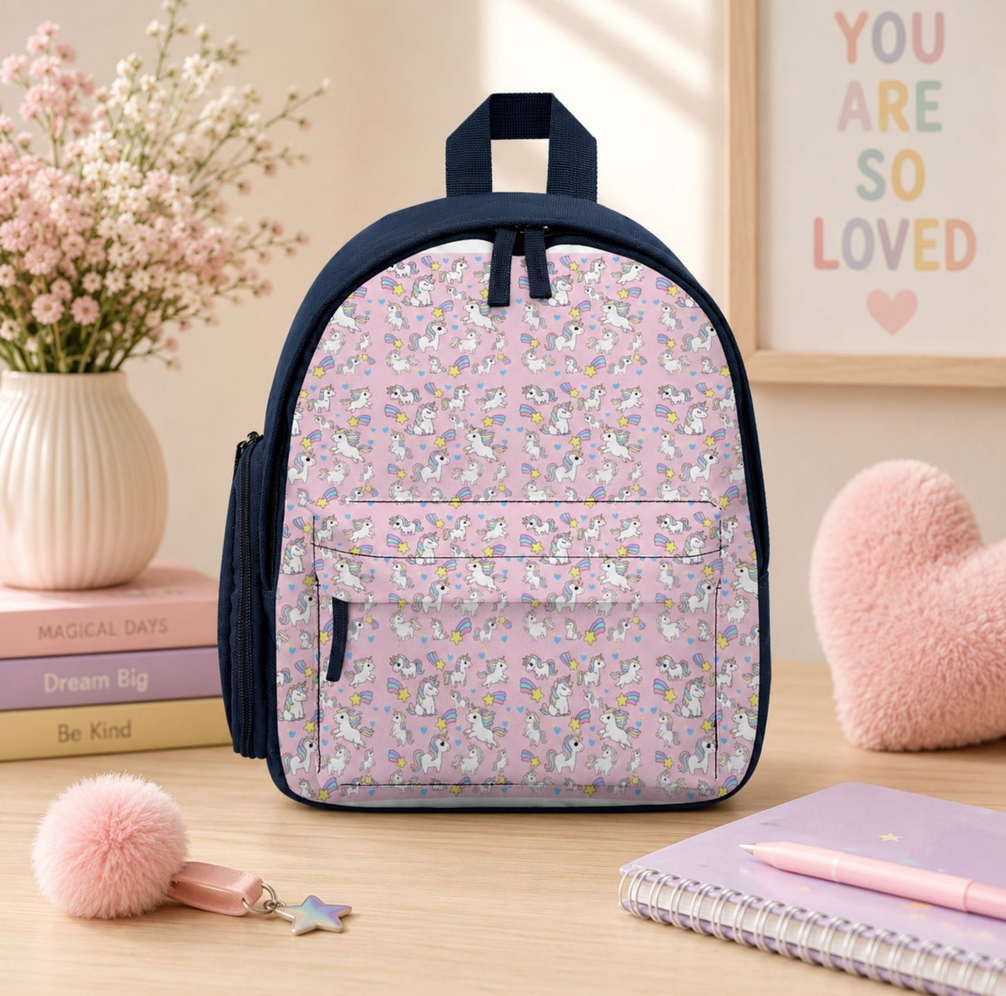 AOP Unicorn Children's Simple Schoolbag – Cute Lightweight Kids Backpack