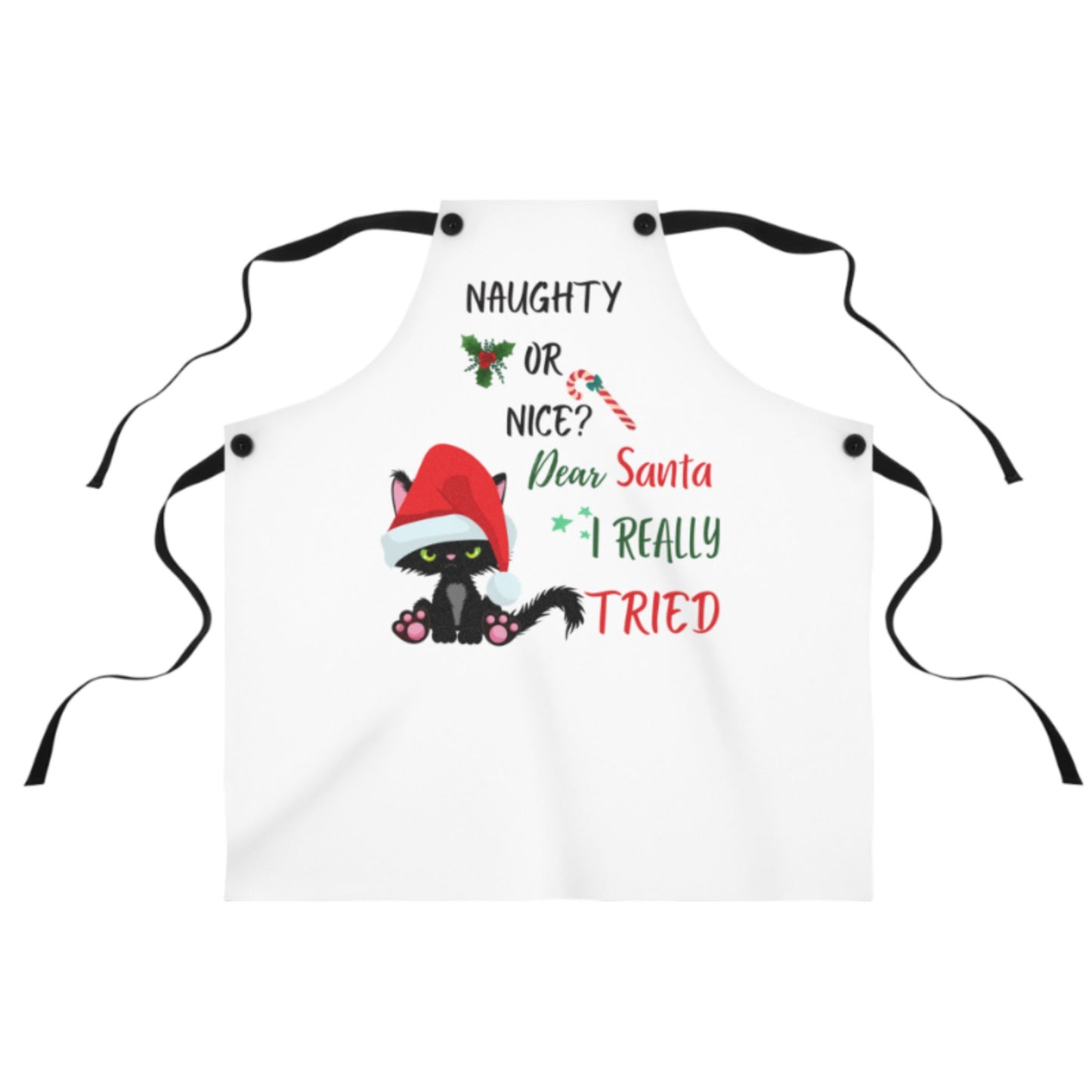 Naughty or Nice Cat Apron | Funny Christmas Kitchen Gift for Bakers