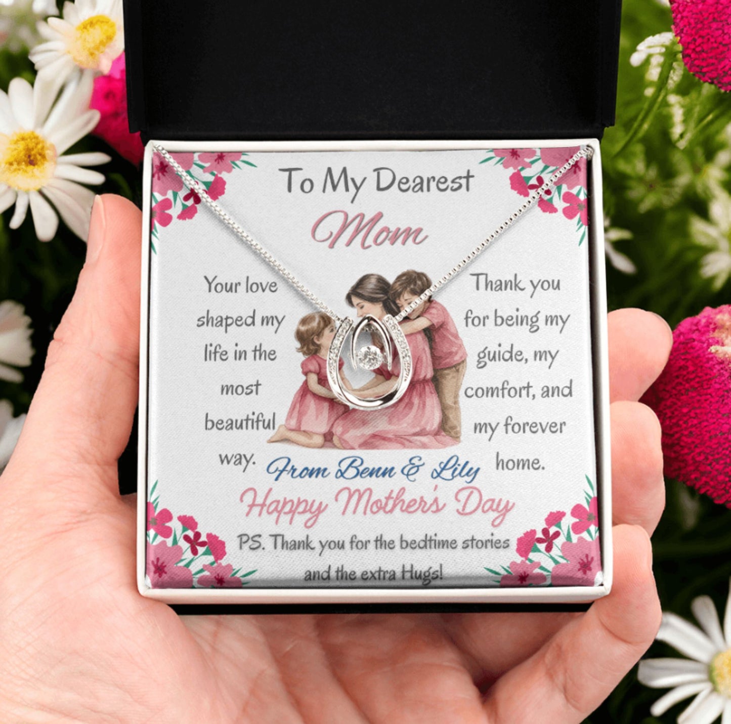 Personalized To My Dearest Mom Necklace with Message Card Mother's Day