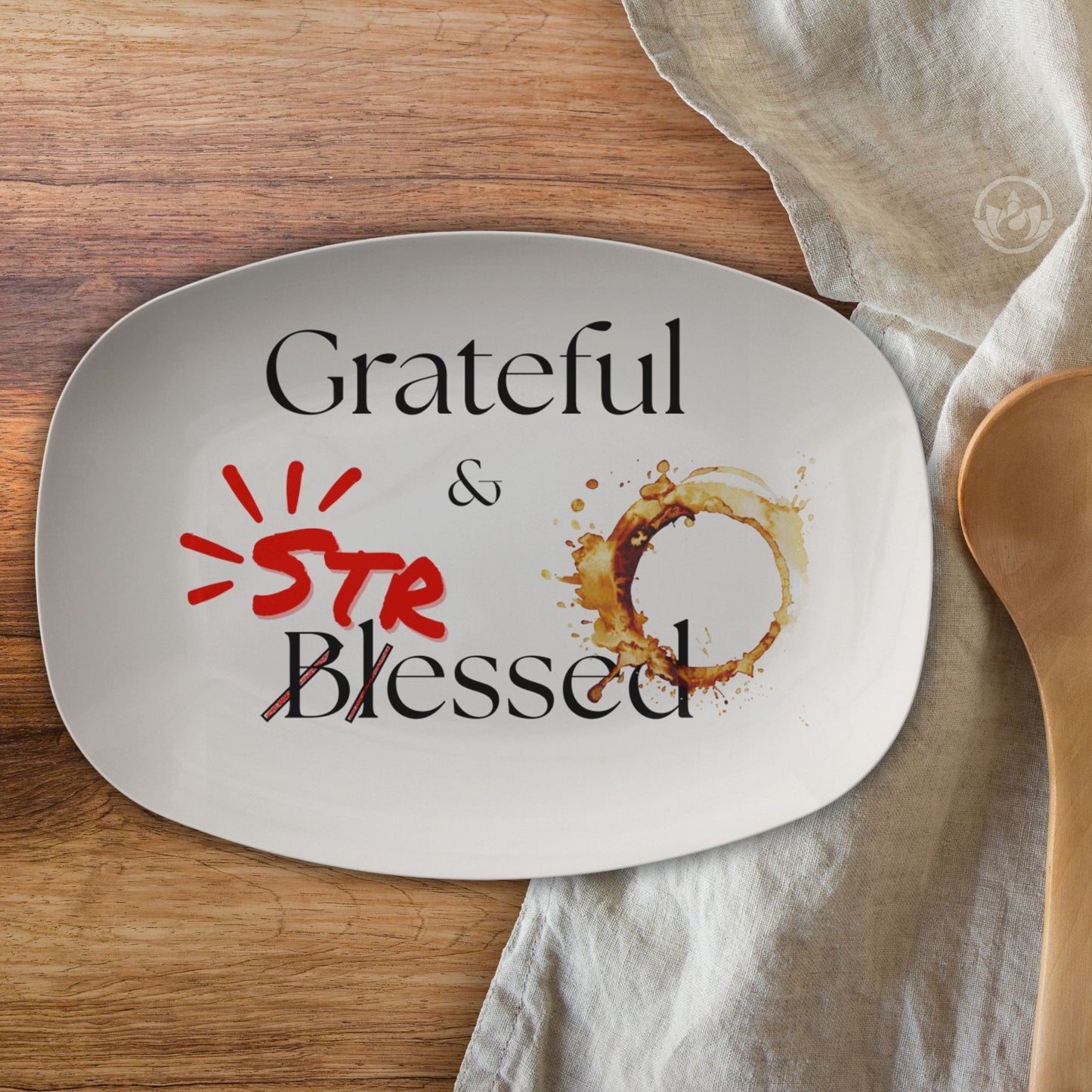 Grateful & Blessed 14x14 Serving Platter – Thanksgiving Gift