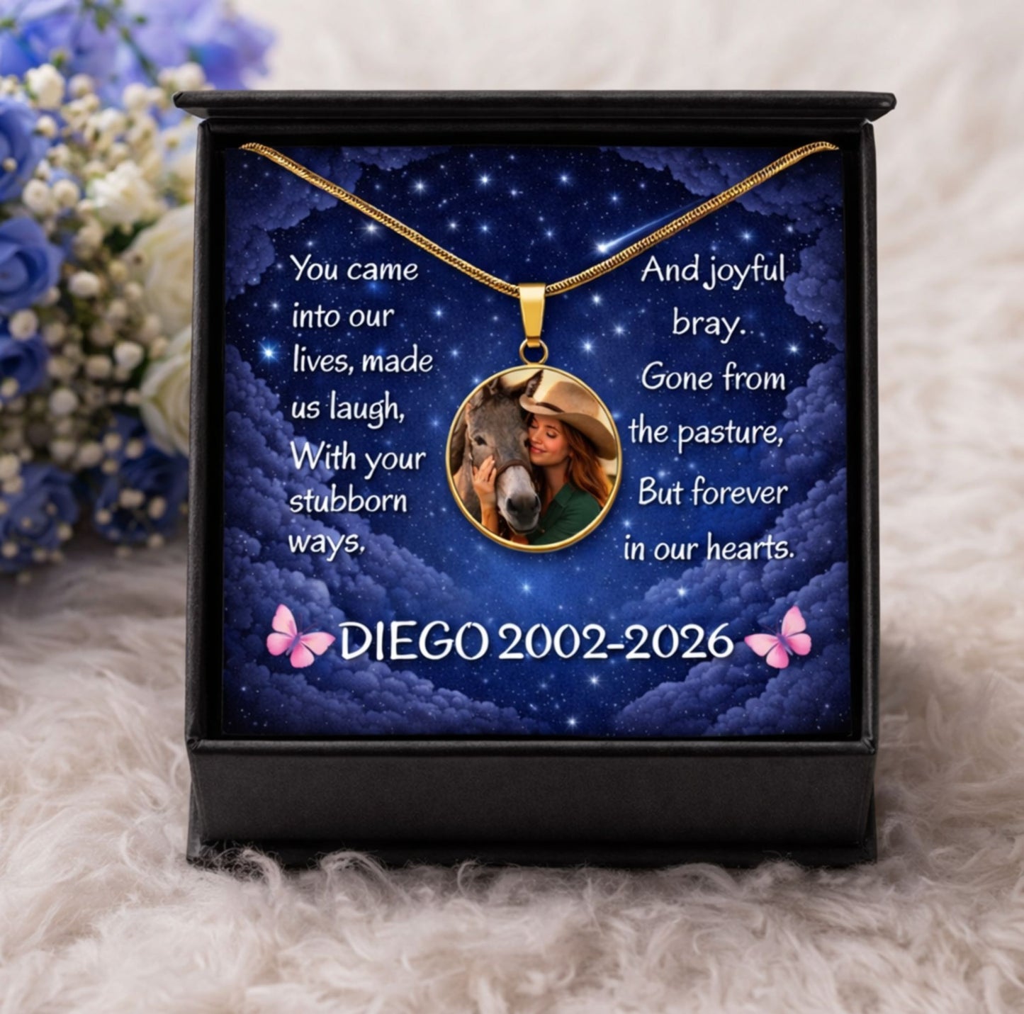 Personalized Donkey Photo Necklace – Donkey Memorial Gift