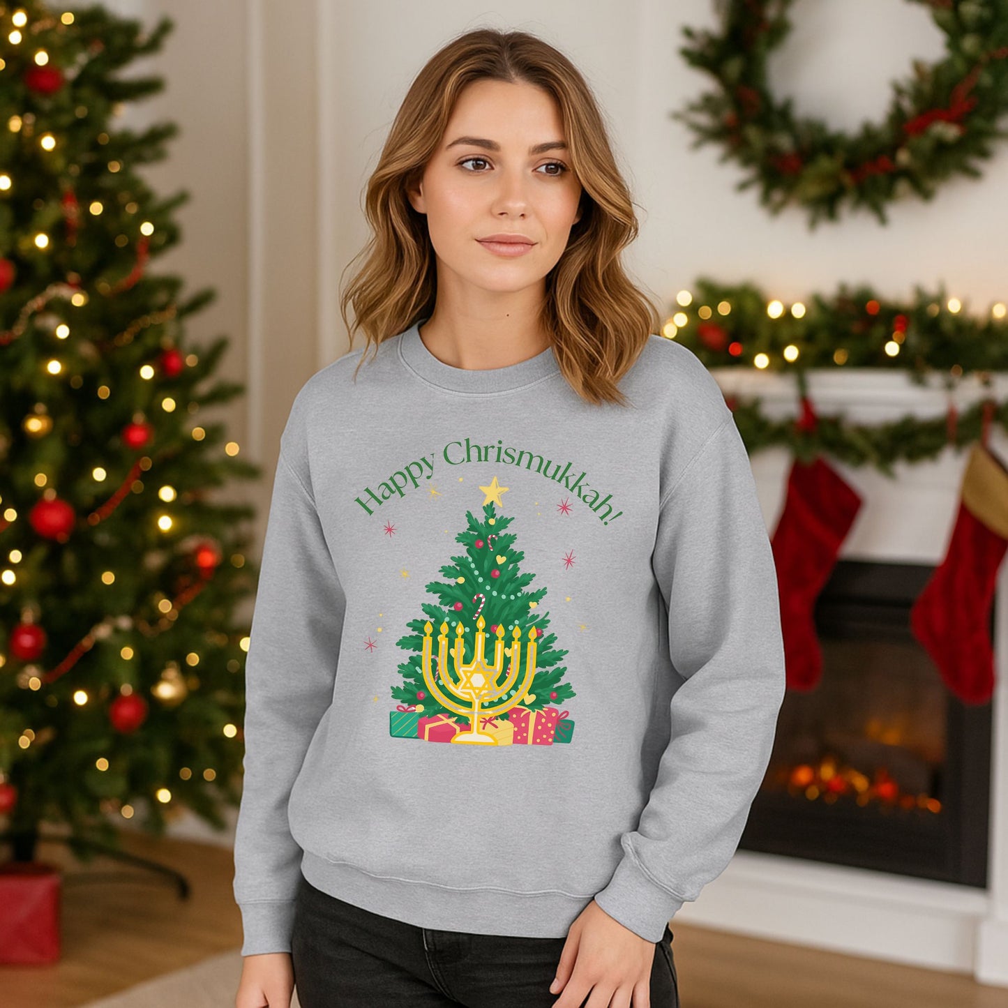 Happy Chrismukkah Unisex Sweatshirt | Interfaith Holiday Sweater