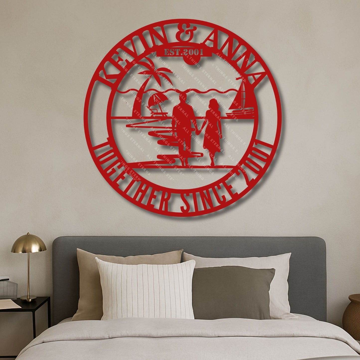 Custom Couple Anniversary Metal Sign | Personalized Monogram Wedding Gift