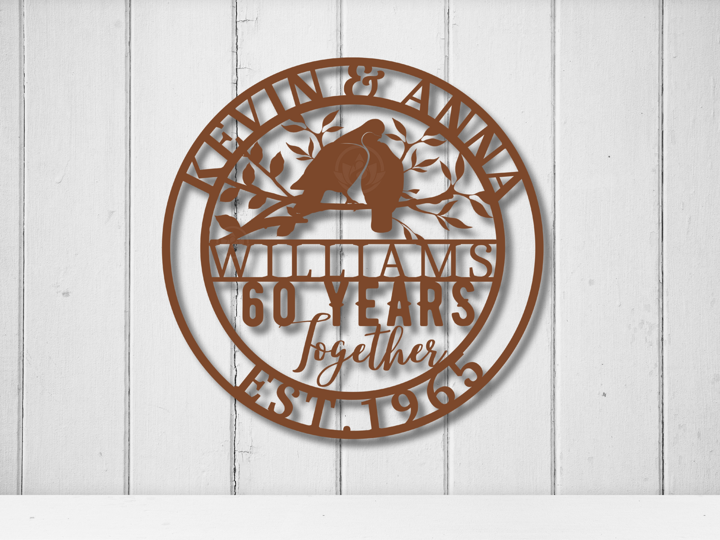 60th Wedding Anniversary Sign – Diamond Jubilee Wall Art Gift