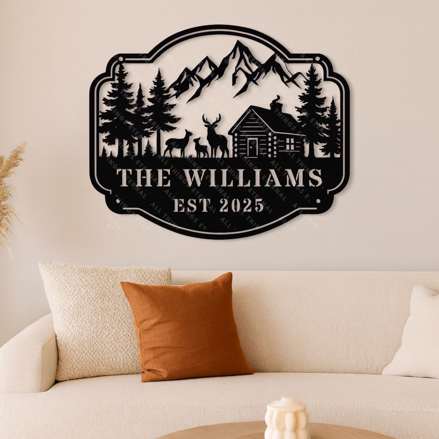 Custom Deer Family Metal Sign – Personalized Rustic Farmhouse Art