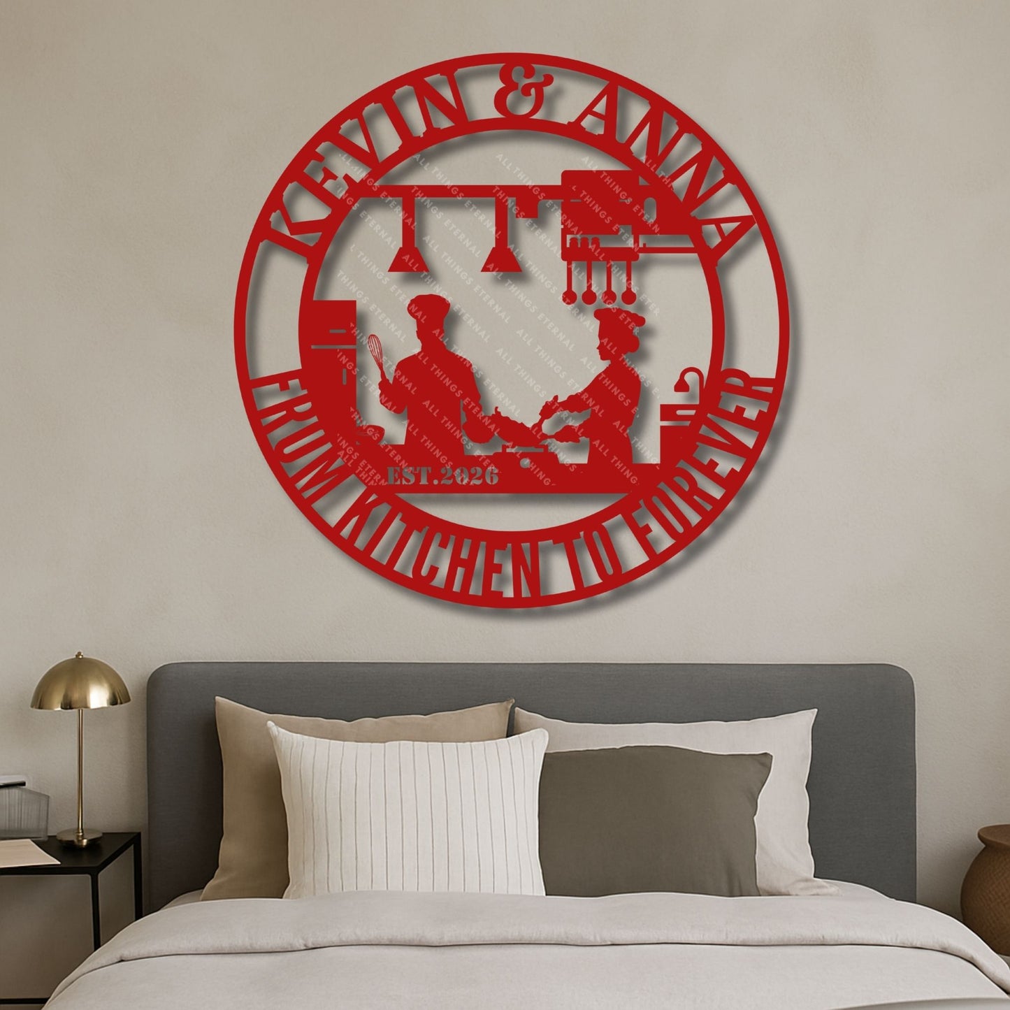 Chef Couple Metal Wall Art – Personalized Wedding & Anniversary Gift