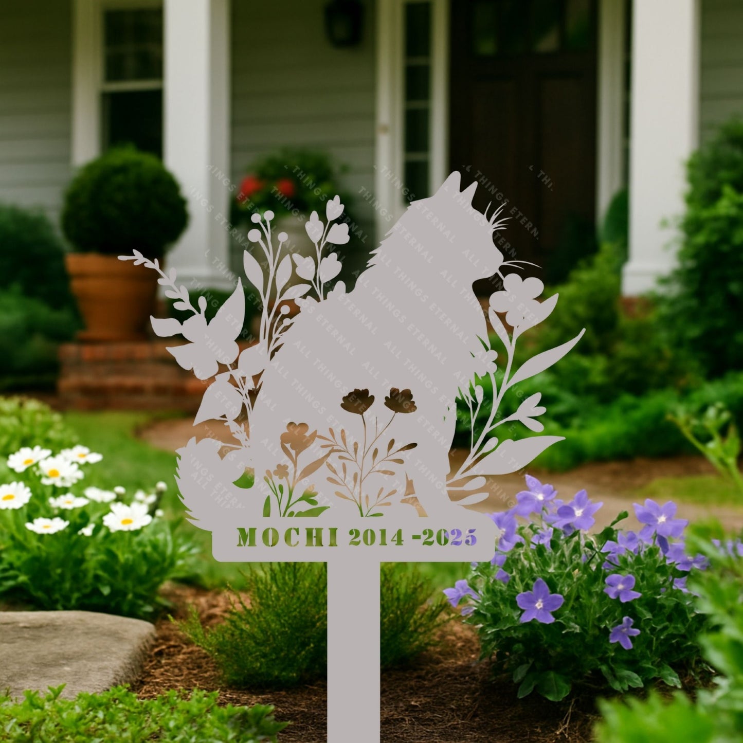 Custom Cat Memorial Stake – Personalized Metal Pet Grave Marker