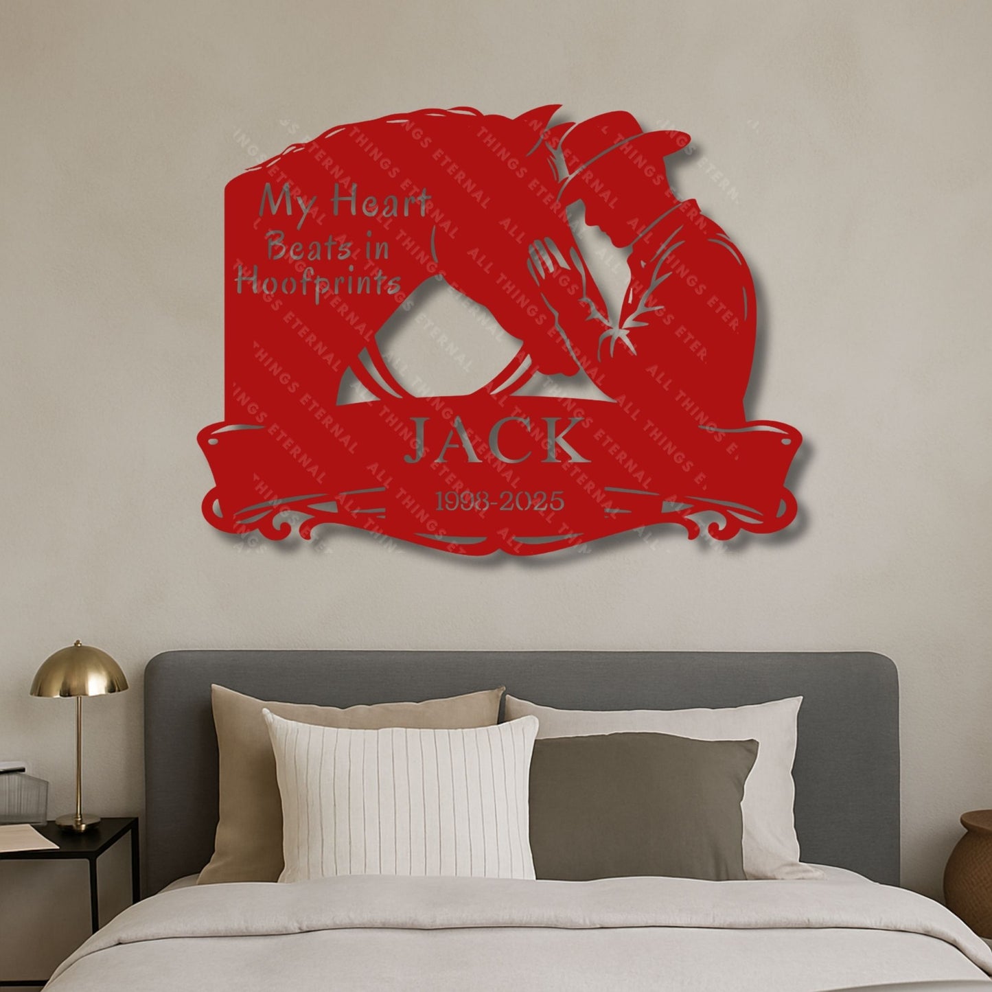 Custom Name Horse Memorial Metal Sign – My Heart Beats in Hoofprints
