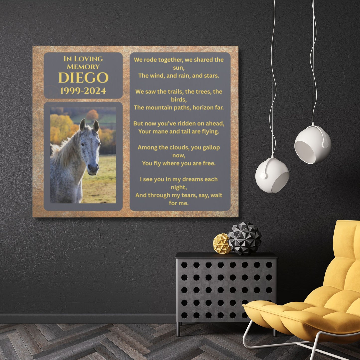 Personalized Horse Memorial Canvas Wall Art – Custom Photo & Name Tribute