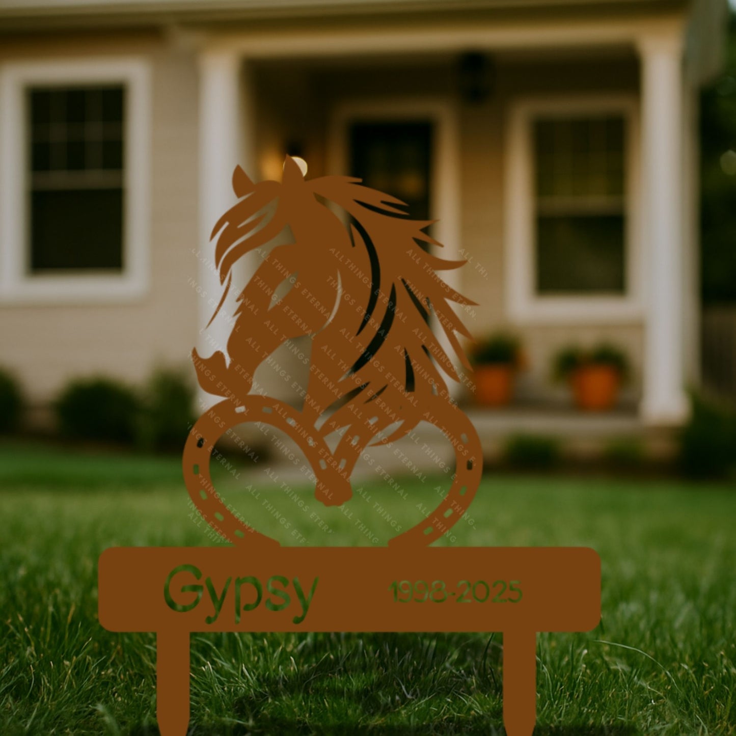 Personalized Horse Memorial Metal Grave Marker | Custom Tribute Sign