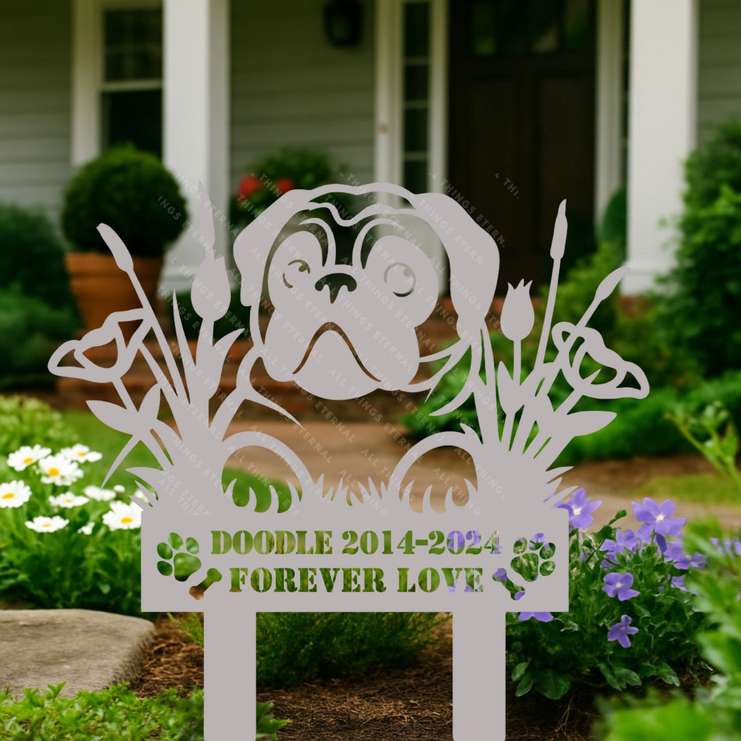 Personalized Pug Memorial Stake – Custom Metal Pet Grave Marker