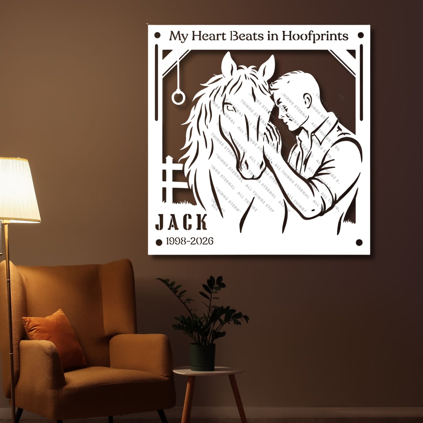 Personalized Horse Memorial Metal Sign – My Heart Beats in Hoofprints