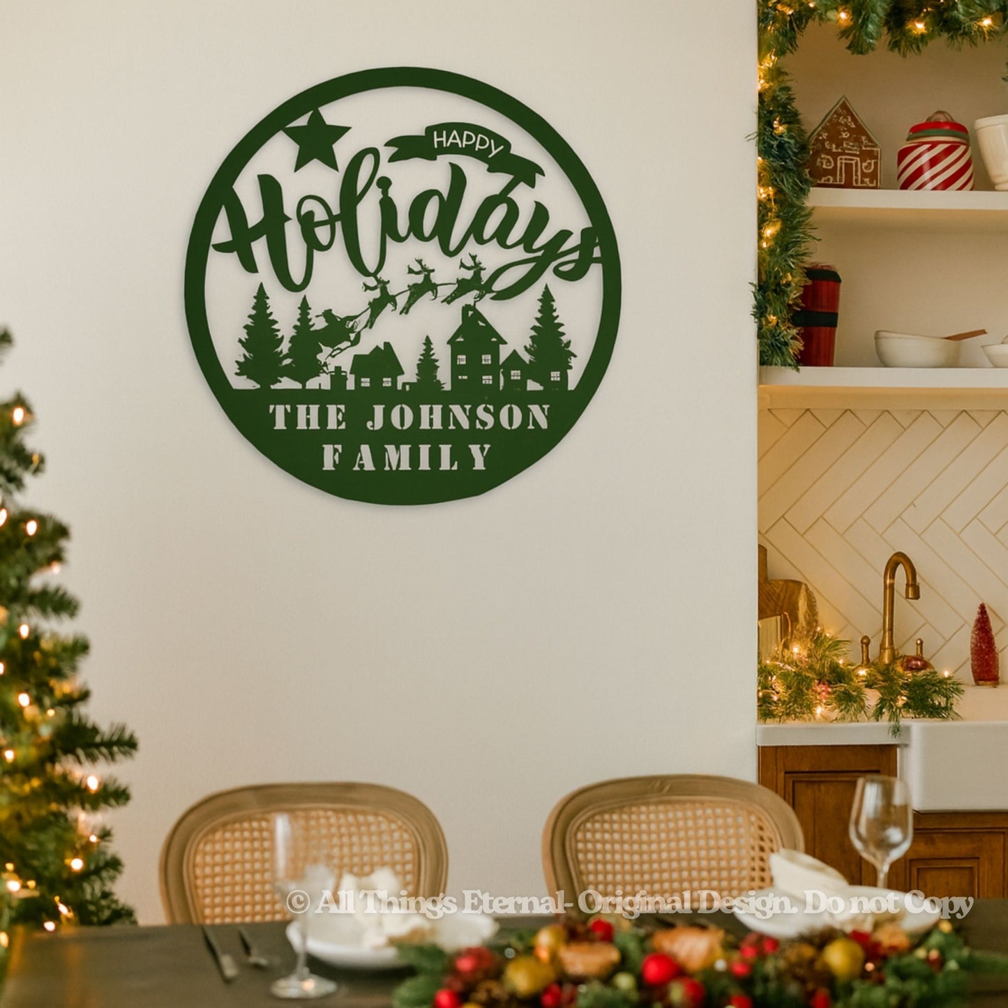 Custom Family Name Holiday Metal Sign – Personalized Christmas Wall Art Home  Decoration