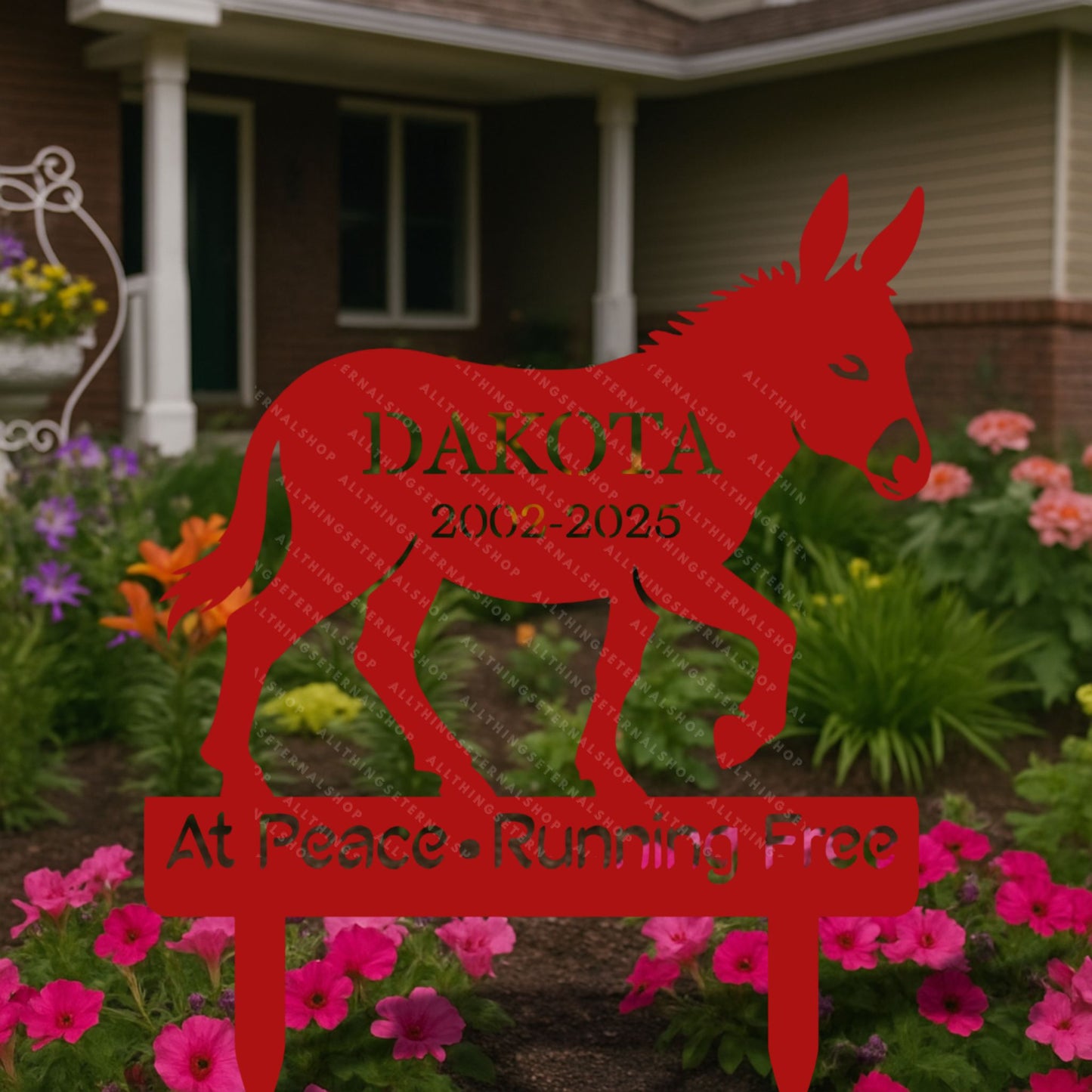 Personalized Donkey Memorial Metal Garden Yard Sign Decor