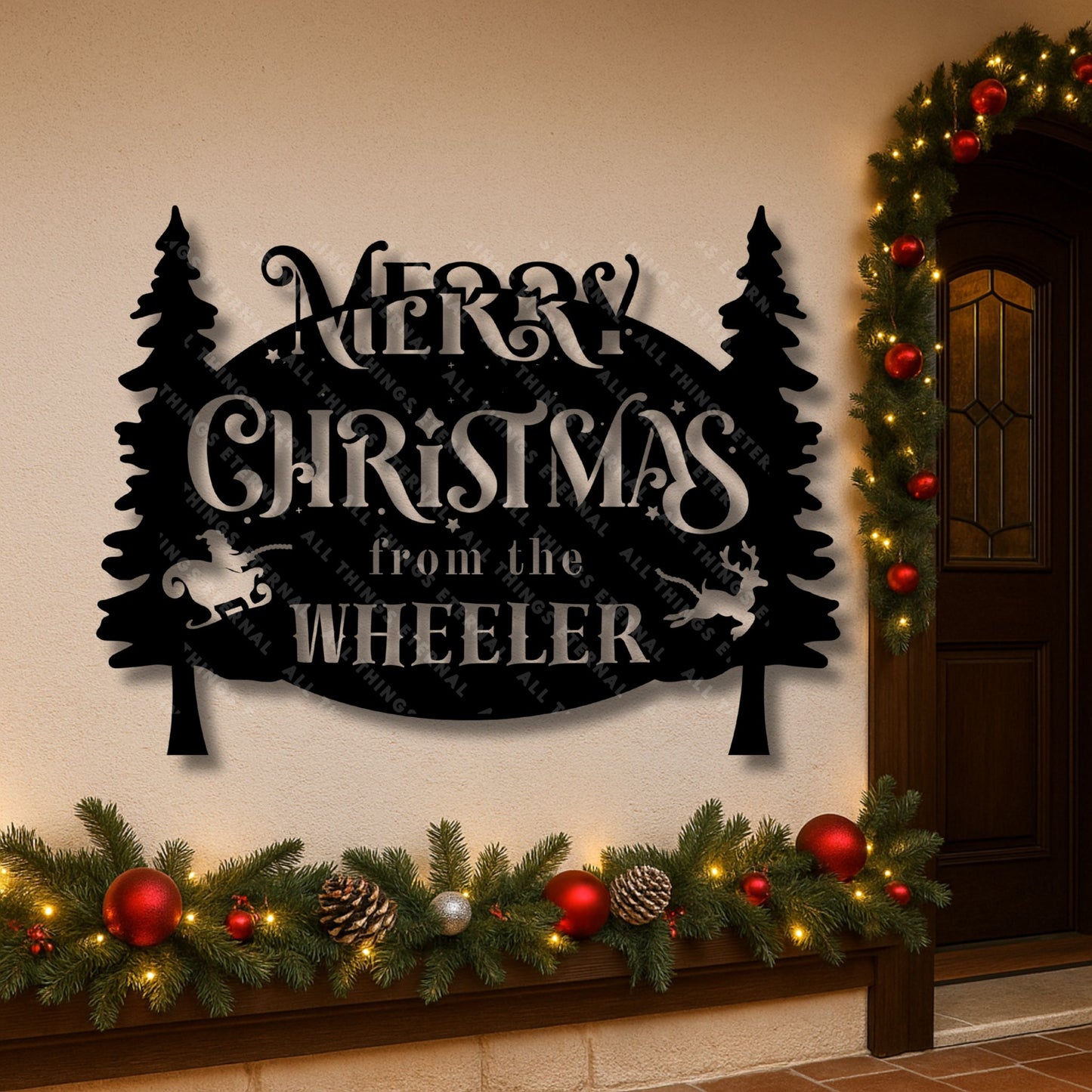 Personalized Merry Christmas Metal Yard Sign – Custom Holiday Garden Decor