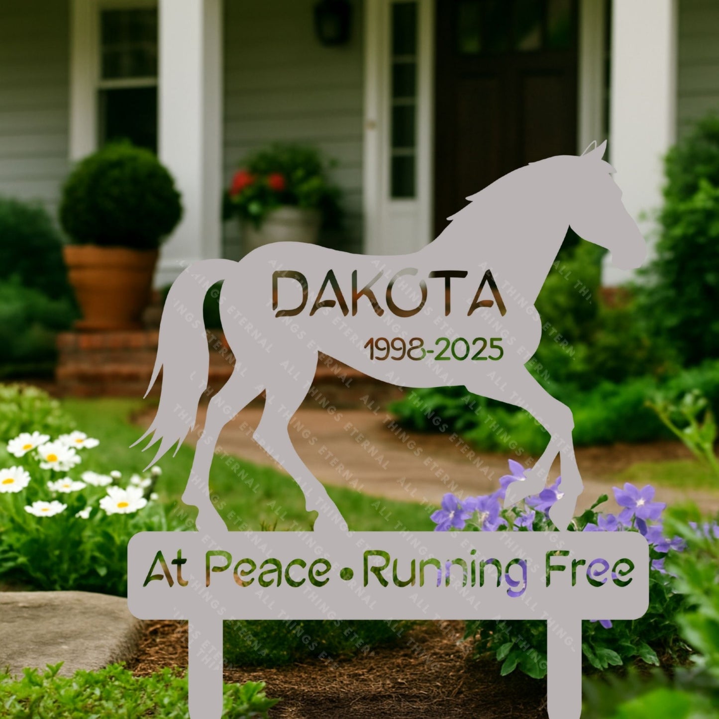 Custom Horse Memorial Garden Stake – Personalized Metal Grave Marker