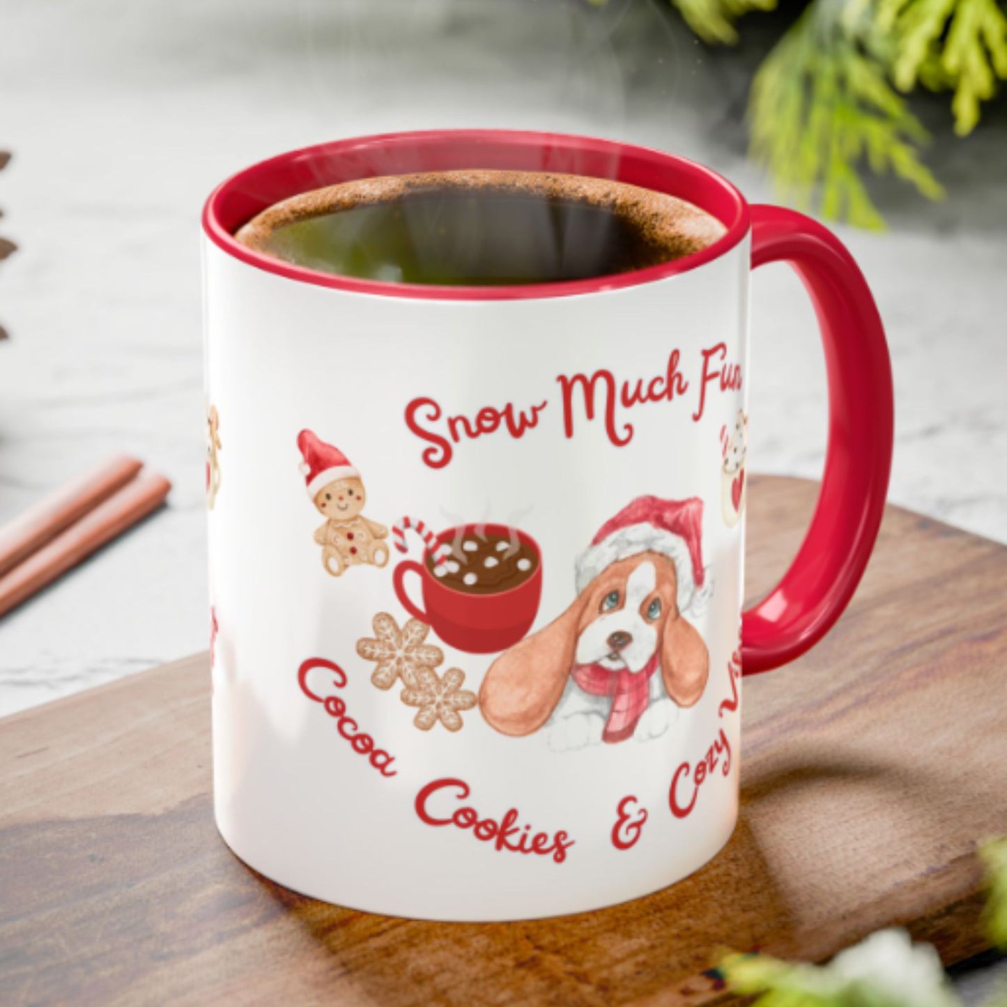 Snow Much Fun Holiday Mug | Festive Two-Tone Christmas Coffee Cup