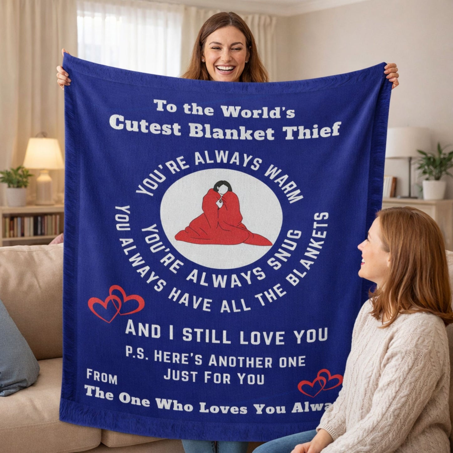 World’s Cutest Blanket Thief Cozy Woven Throw – Cute Couple Gift