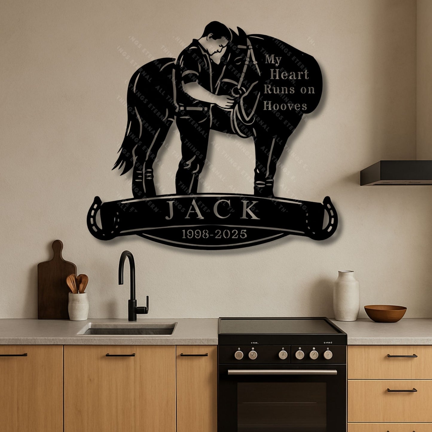 Personalized Horse Memorial Metal Sign – My Heart Runs on Hooves Tribute Gifts