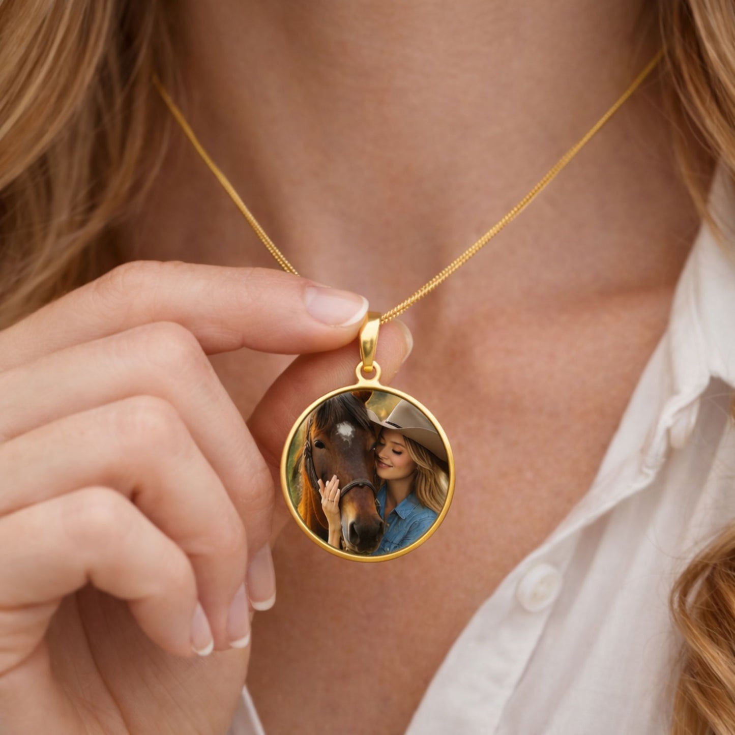 Personalized Horse Photo Necklace – Memorial Gift for Horses