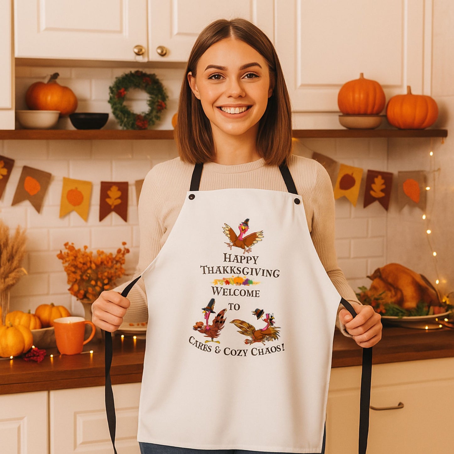 Carbs & Cozy Chaos Apron | Funny Fall Cooking Gift | Thanksgiving
