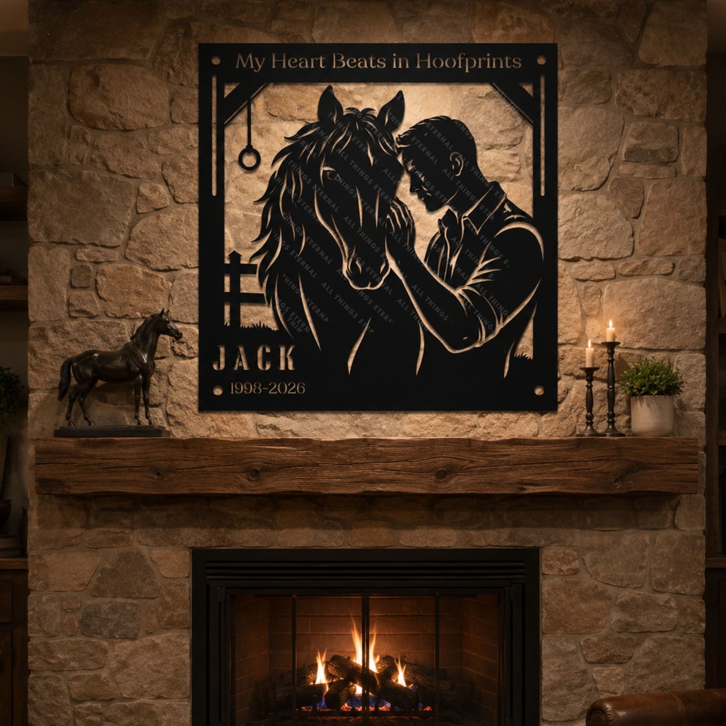 Personalized Horse Memorial Metal Sign – My Heart Beats in Hoofprints