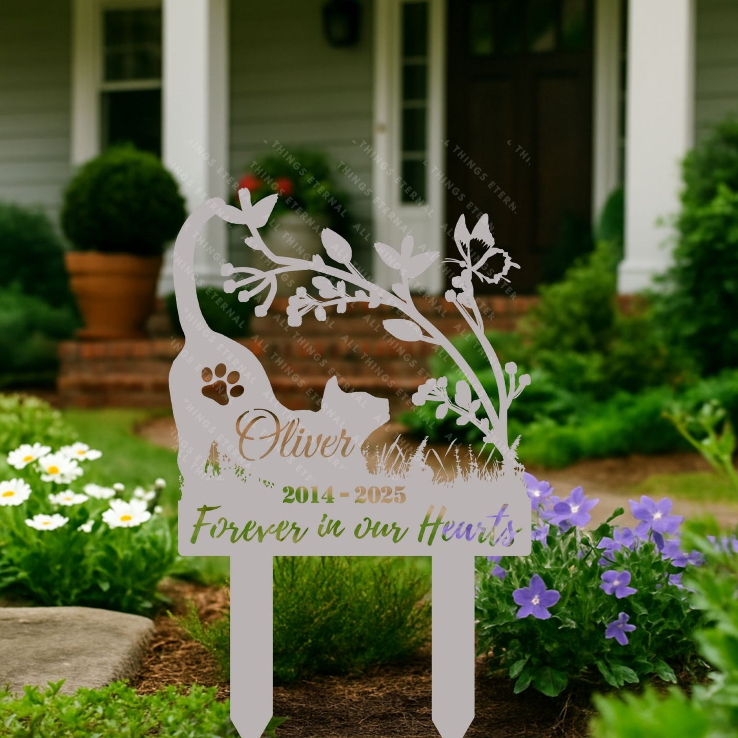 Custom Cat Memorial Stake: Metal Garden Grave Marker, Pet Remembrance