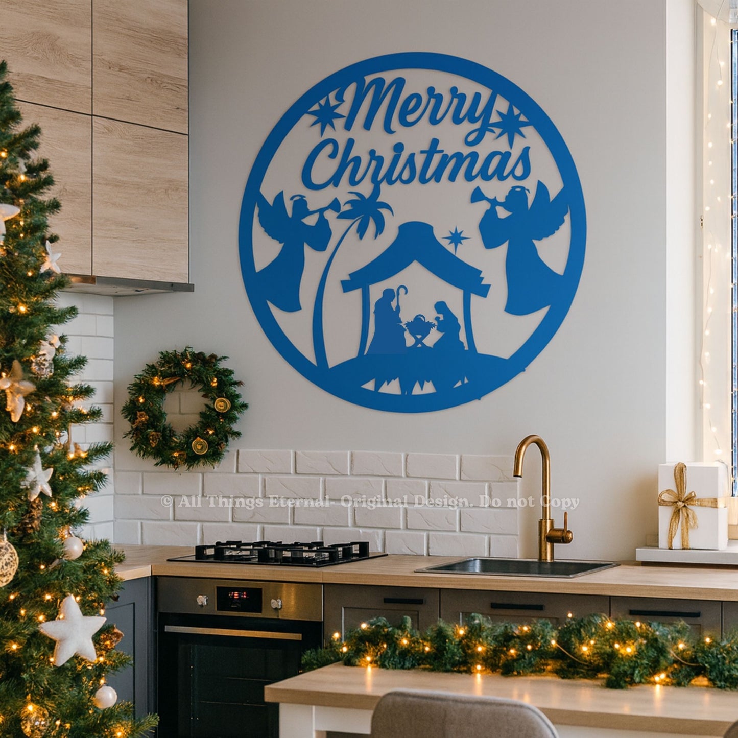 Personalized Merry Christmas Nativity Metal Sign | Custom Holiday Wall Décor