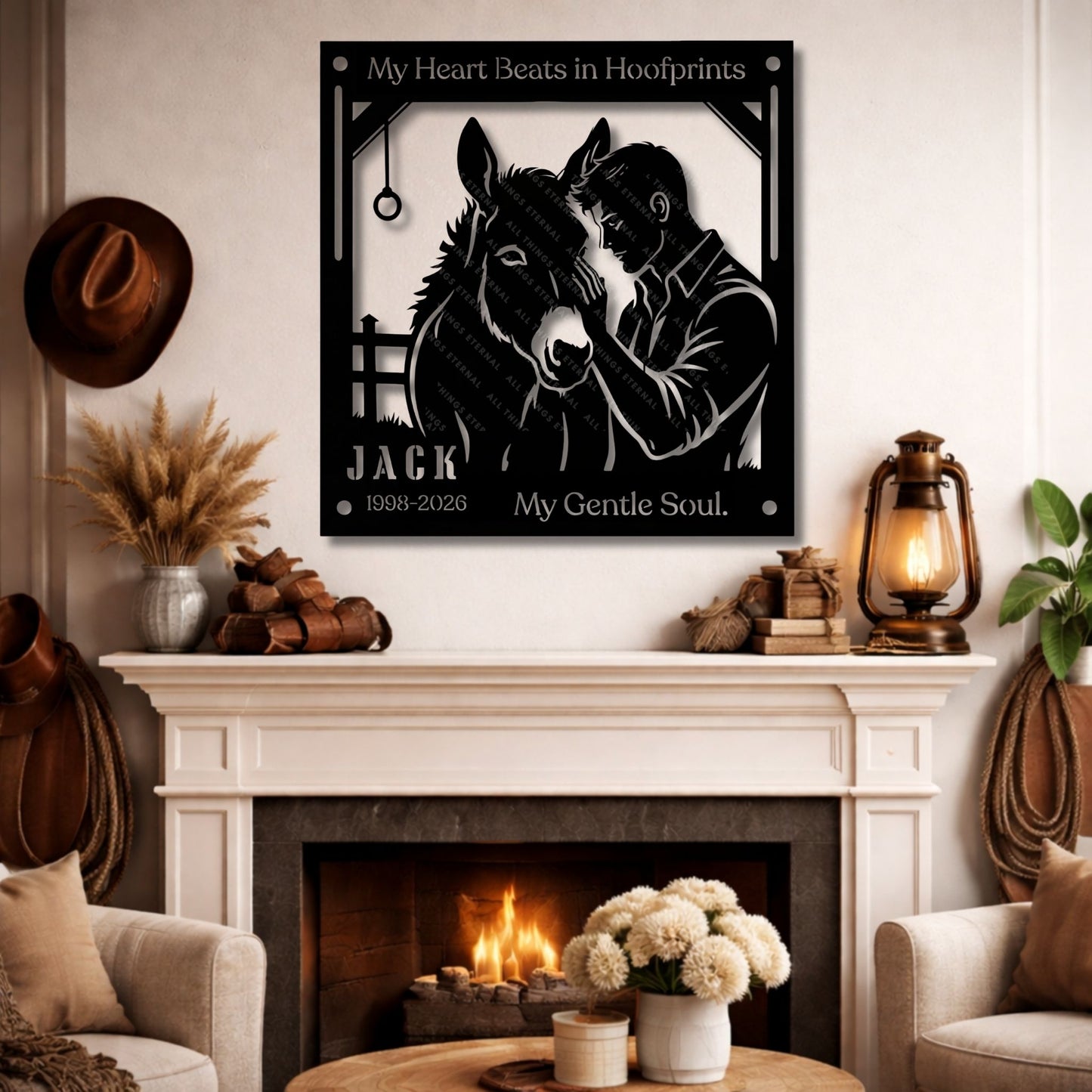 Personalized Donkey Memorial Metal Sign – My Heart Beats in Hoofprints