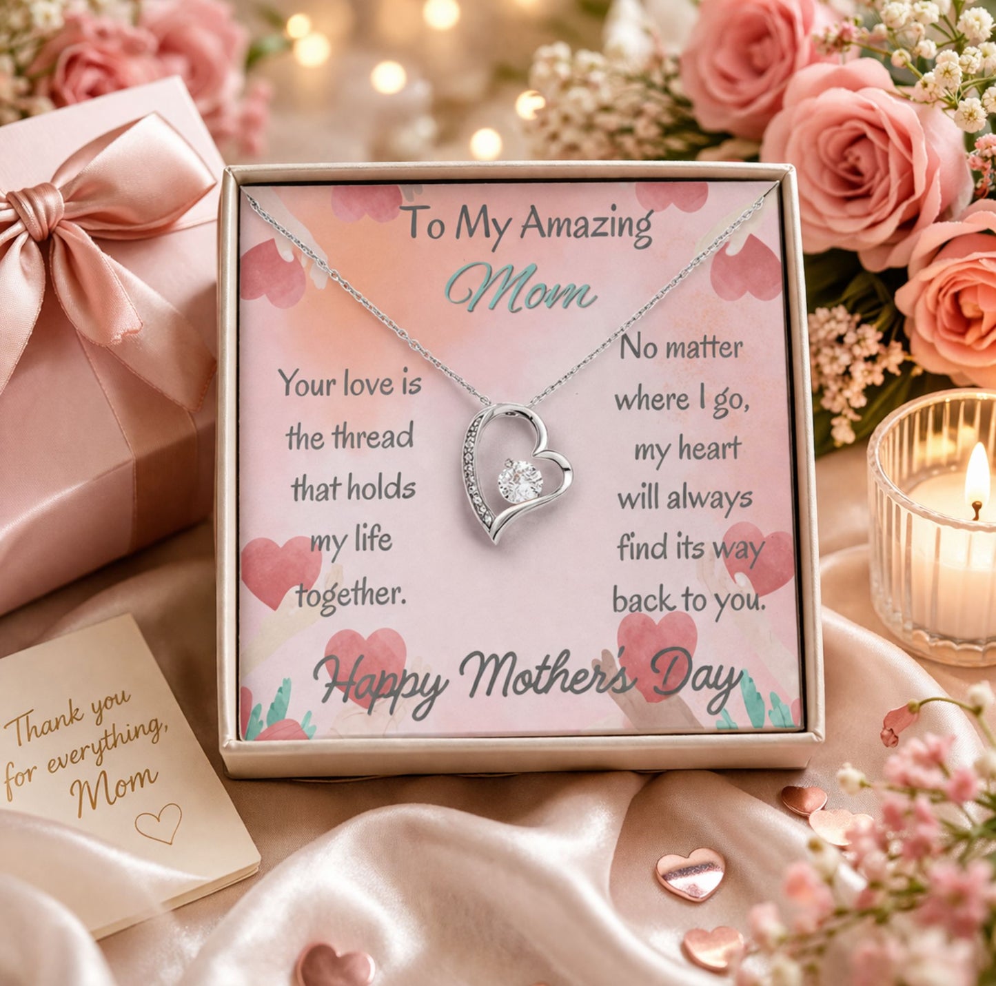 To My Amazing Mom Forever Love Necklace– Mother's Day Gift From Daughter/Son