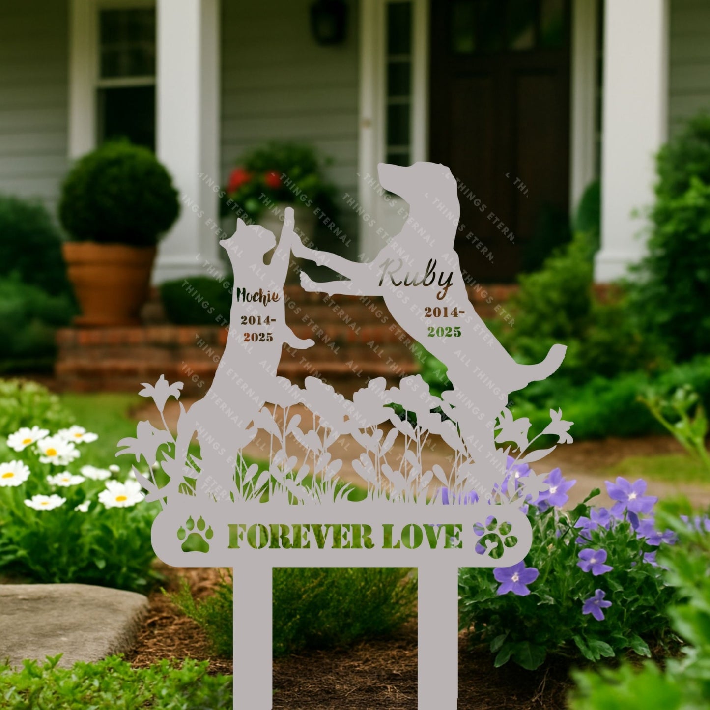 Custom Pet Memorial Grave Marker – Personalized Dog & Cat Metal Sign