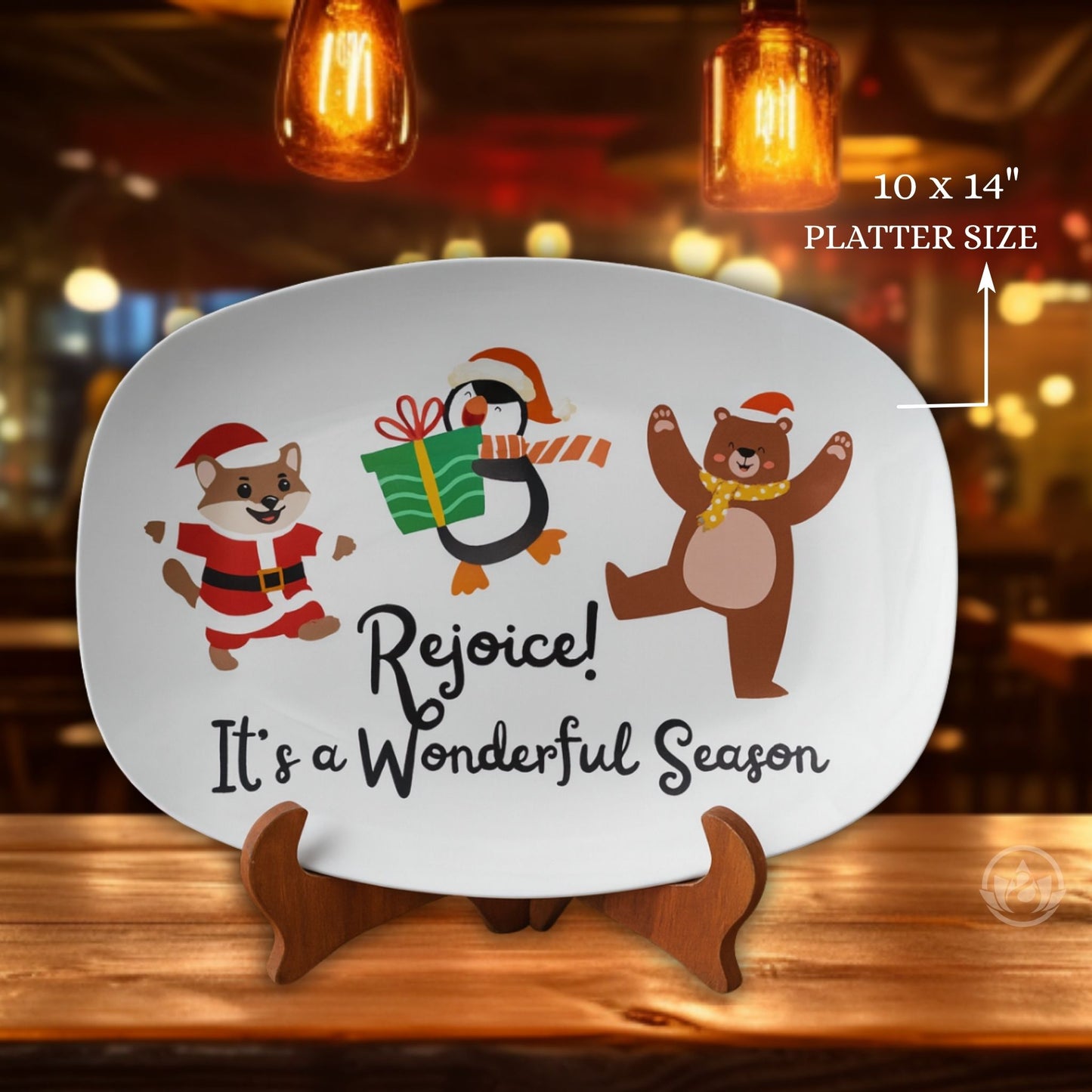 Rejoice It's a Wonderful Season Festive Christmas Serving Tray – Holiday Platter