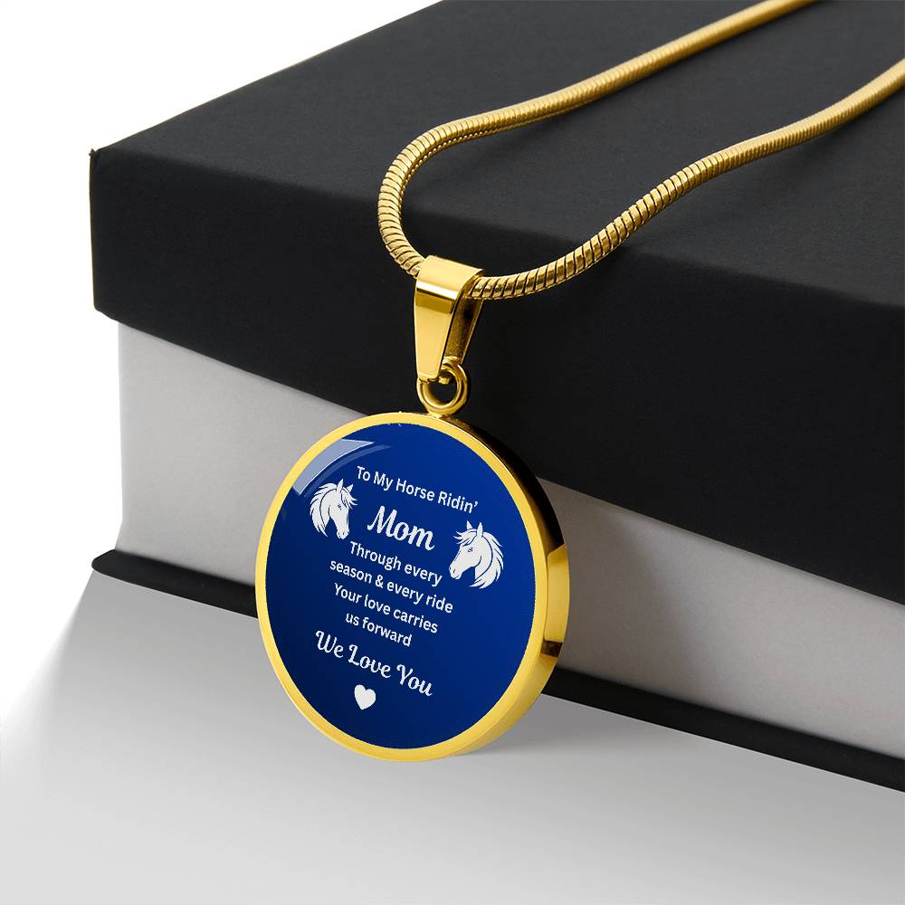 To My Horse Ridin' Mom Heart  Necklace – Engraved Mother’s Day Gift for Horse Lovers Mom