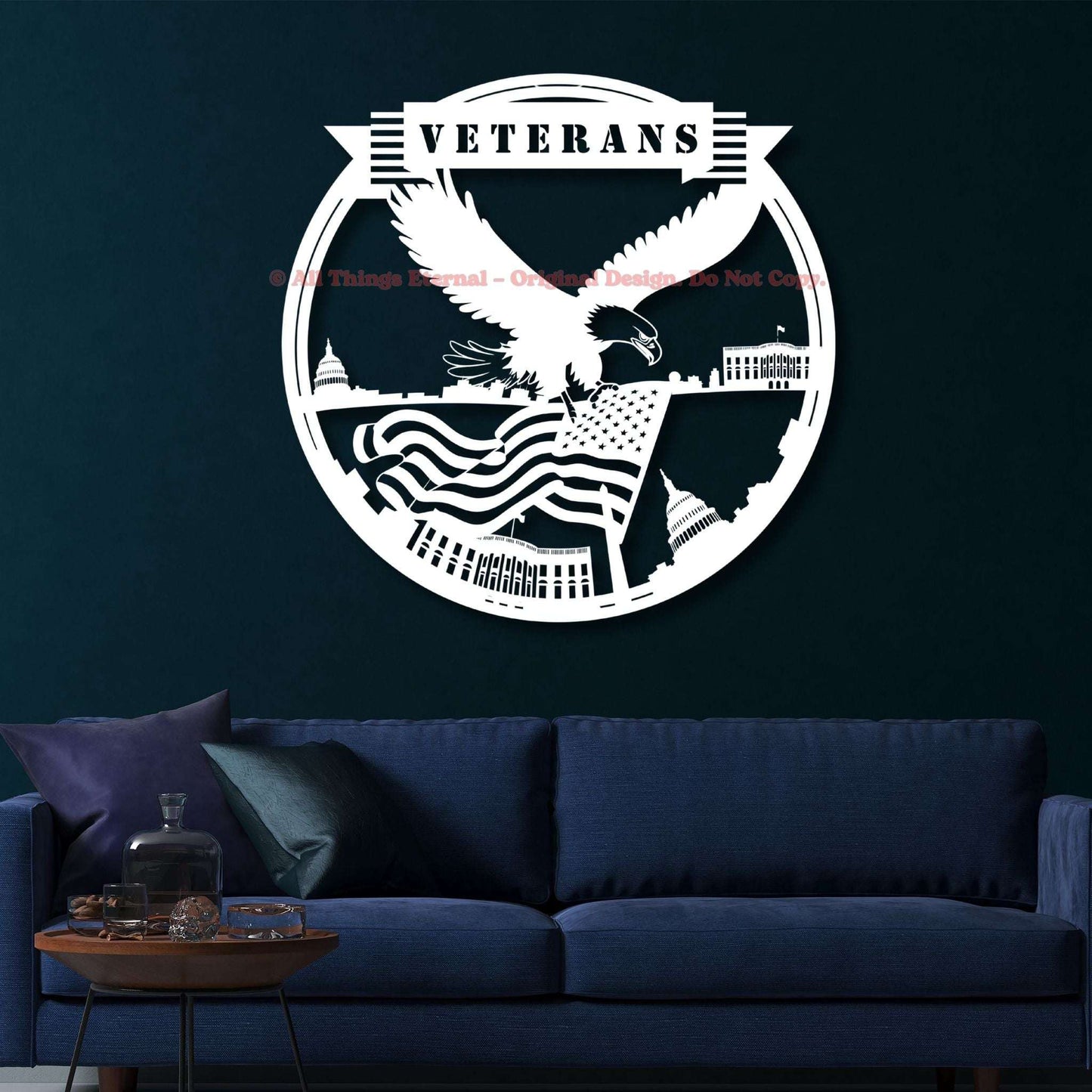 Custom Name Veterans Metal Wall   Hanging Art  Sign-Veterans Day Gift