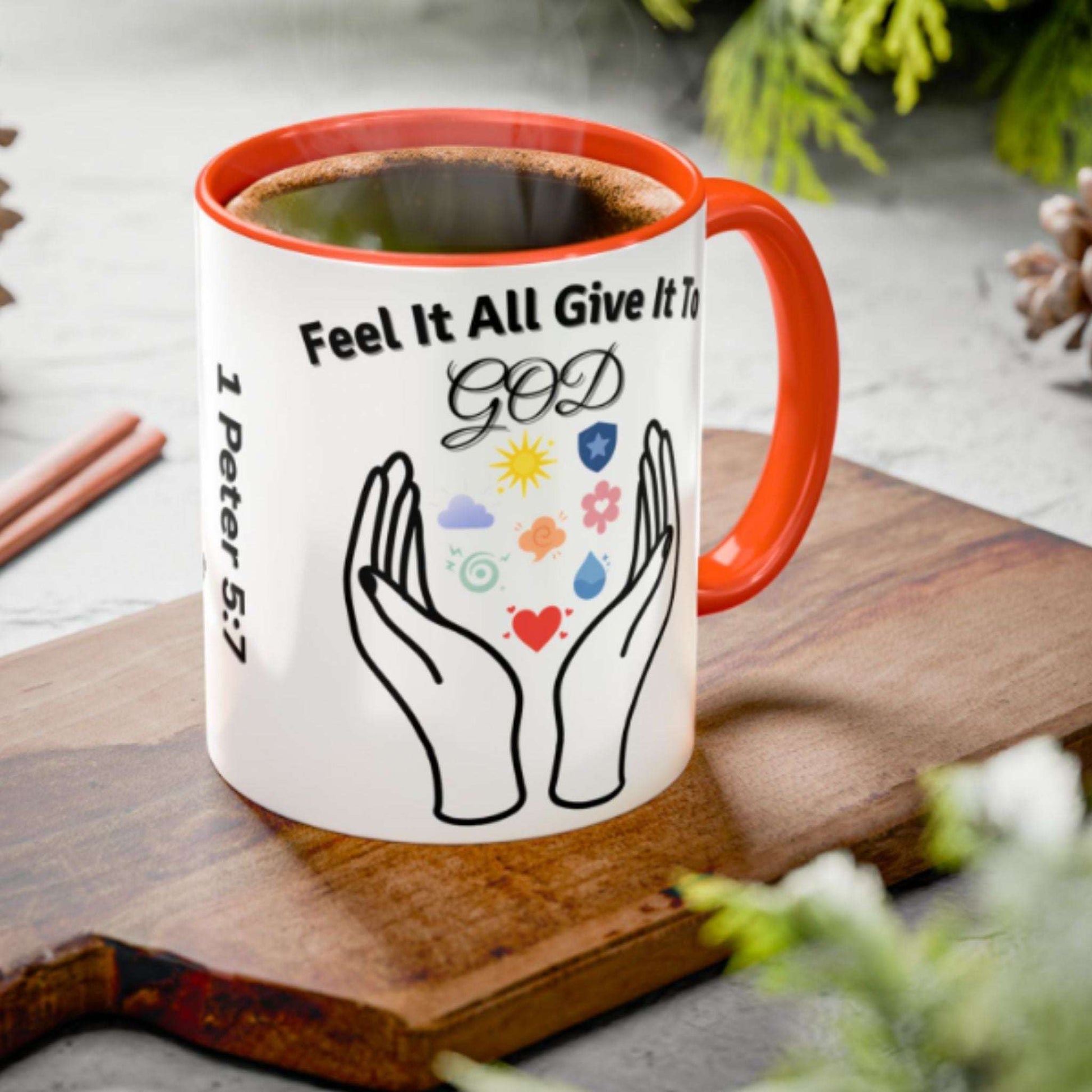 Christian Faith Two-Tone Coffee Mug 11oz – Inspirational Symbol Gifts