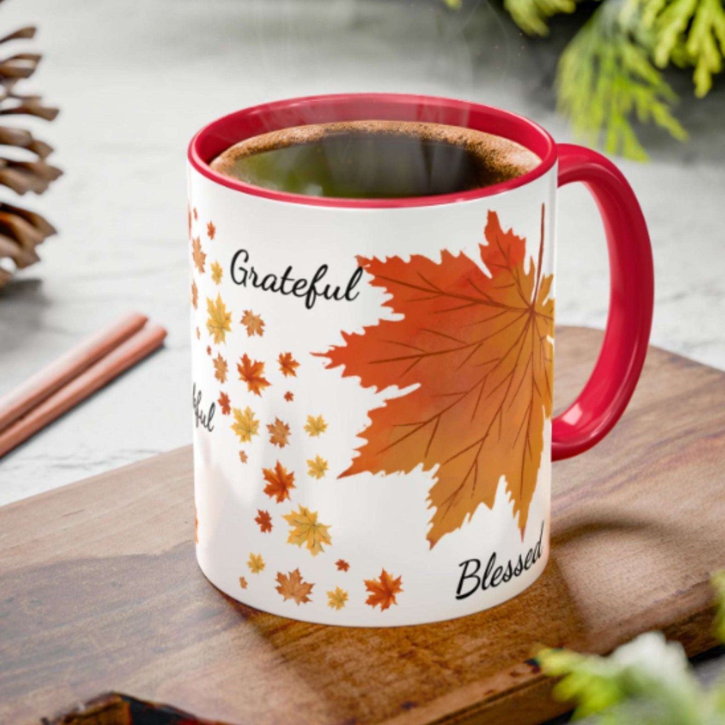 Cozy Fall Leaves Mug – Thanksgiving Coffee Cup 11oz Autumn Drinkware