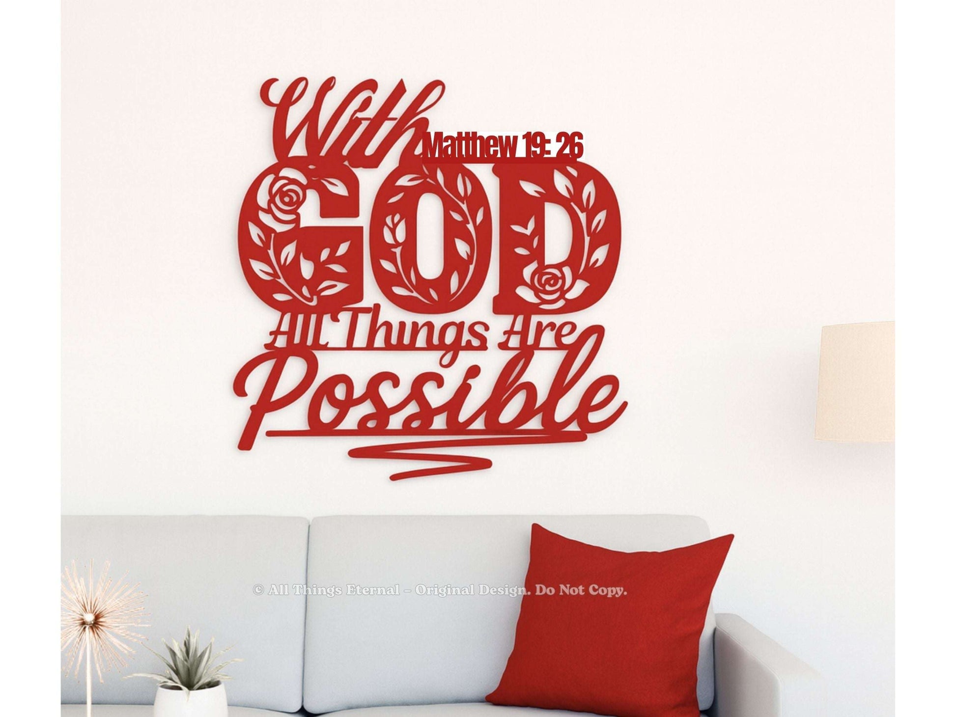 Matthew 19:26 Christian Metal Sign – Inspirational Scripture Wall Decor Gift