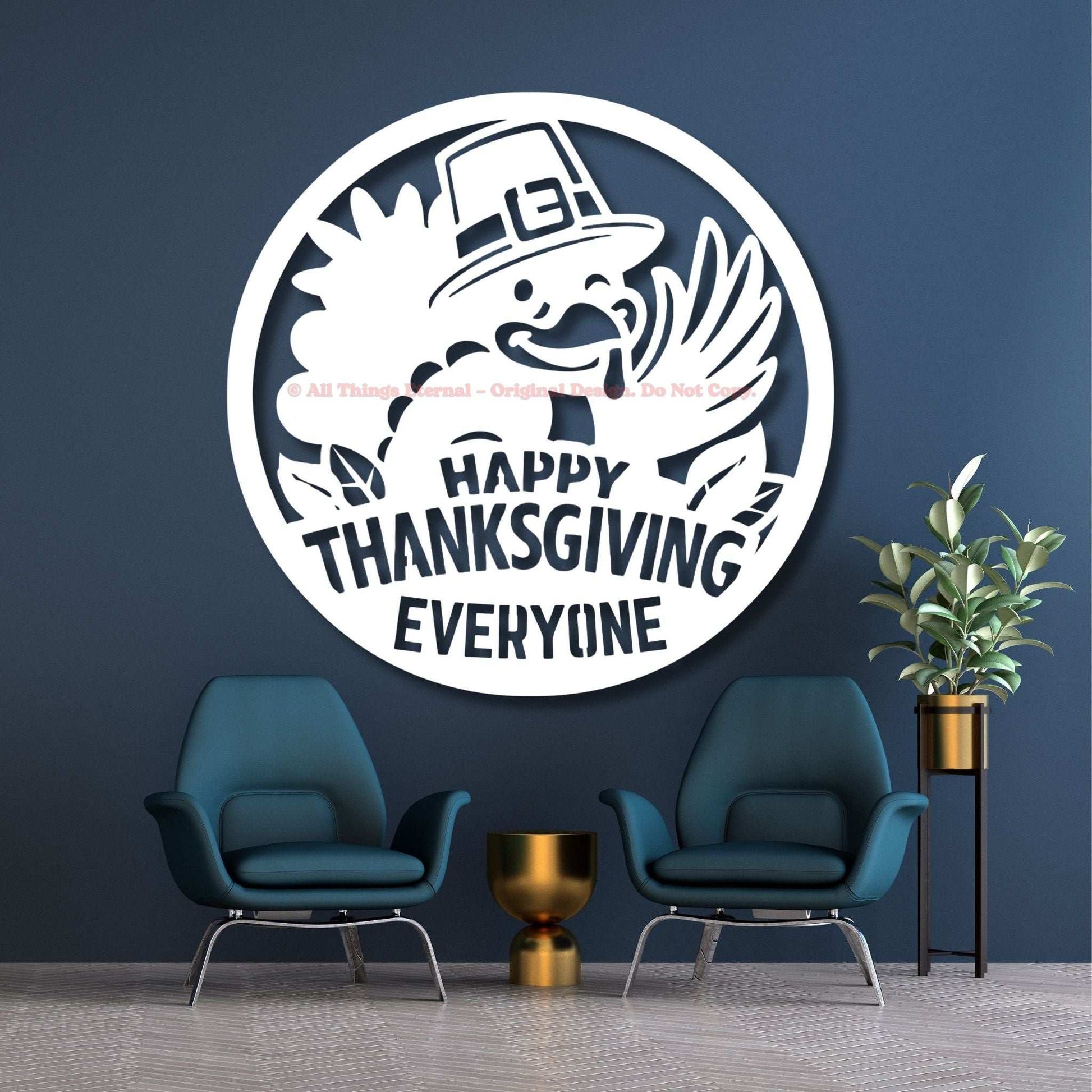 Happy Thanksgiving Sign - Turkey Metal Wall Art Décor for Home