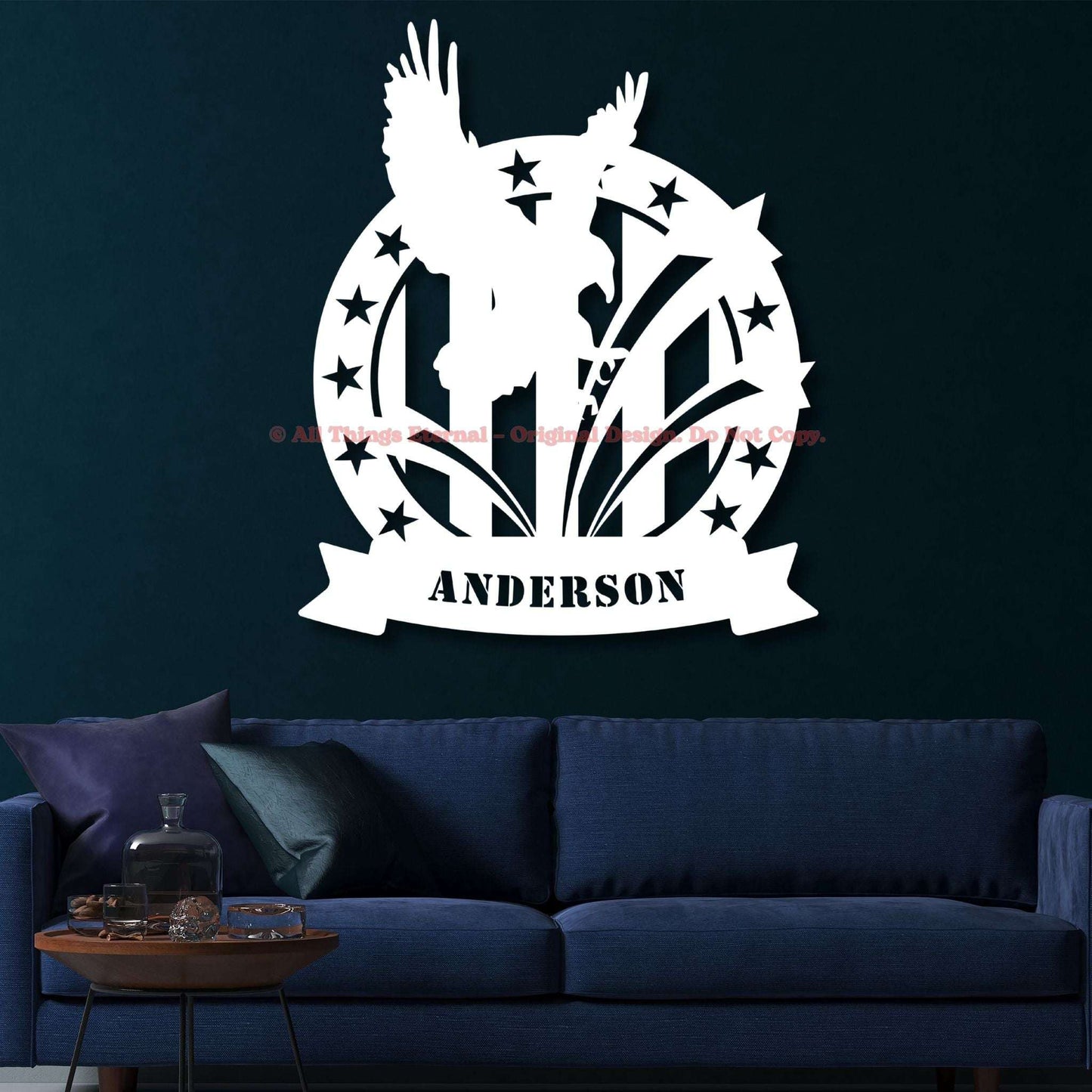 Custom Patriotic Eagle Metal  Wall Art Sign - USA Flag Military Gifts