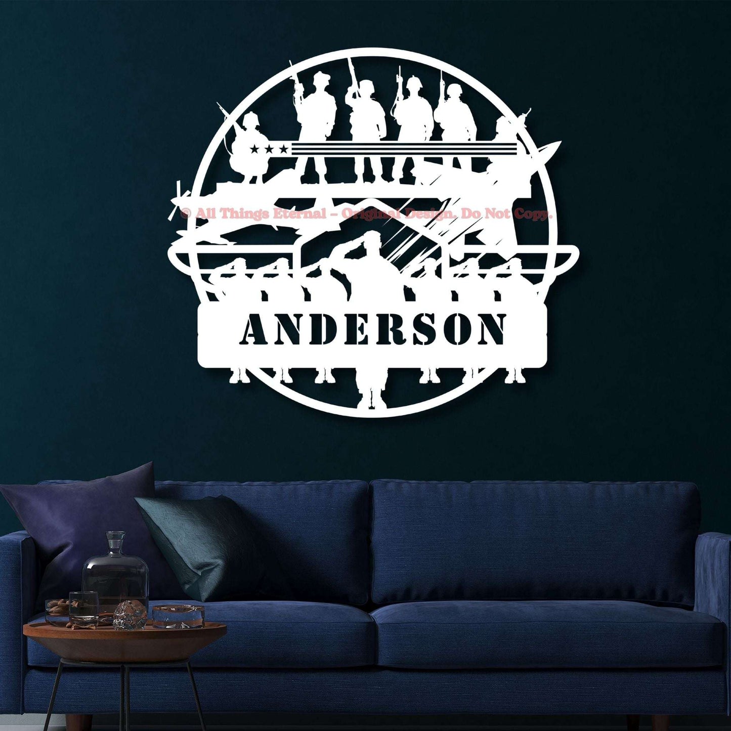 Custom Name Patriotic  Veterans & Soldiers Metal Wall Art Sign