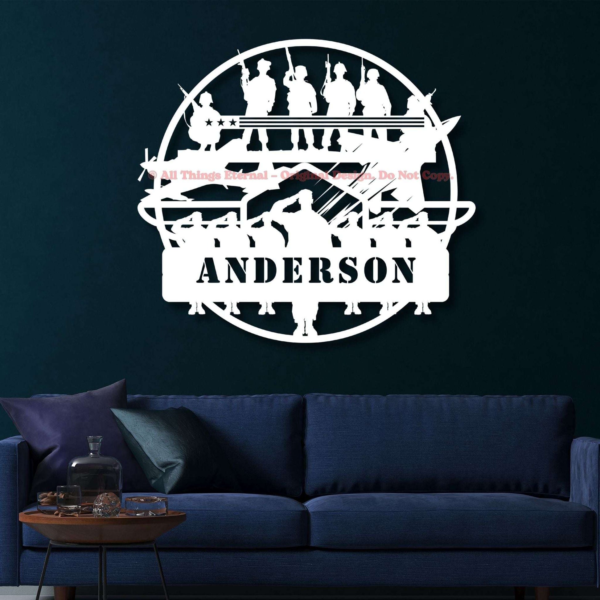 Custom Name Patriotic  Veterans & Soldiers Metal Wall Art Sign