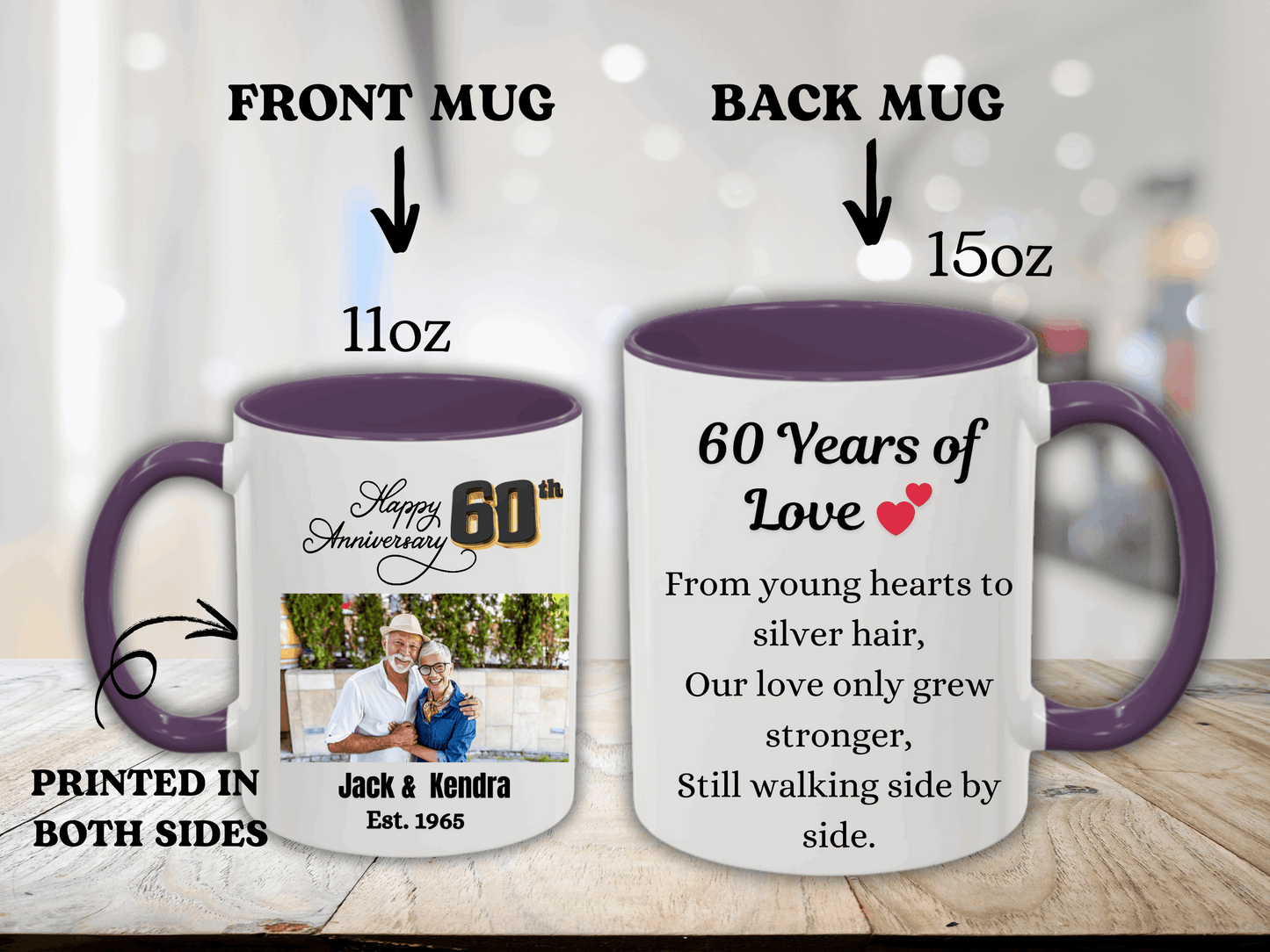 Custom 60th Anniversary Photo Mug Wedding Gifts