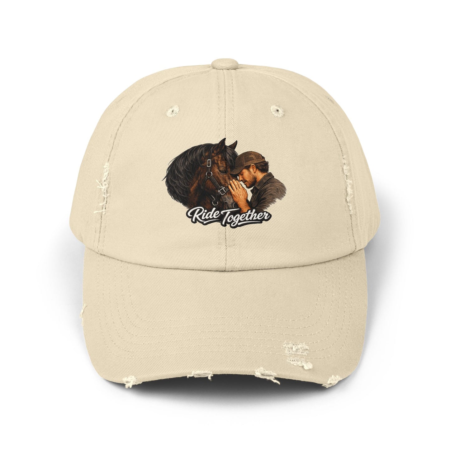 Ride Together Distressed Dad Hat – Horse & Rider Baseball Cap