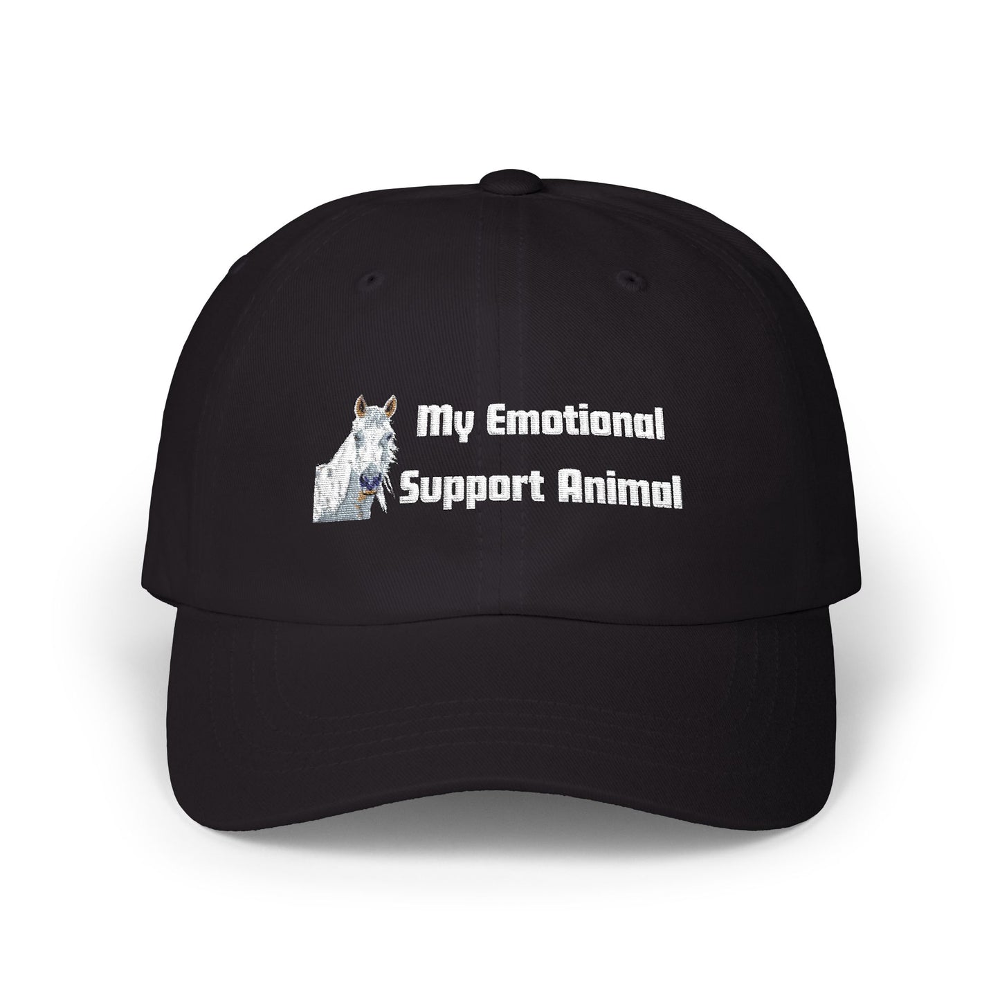 Dad Cap - 'My Emotional Support Animal ' Embroidered White Baseball Hat