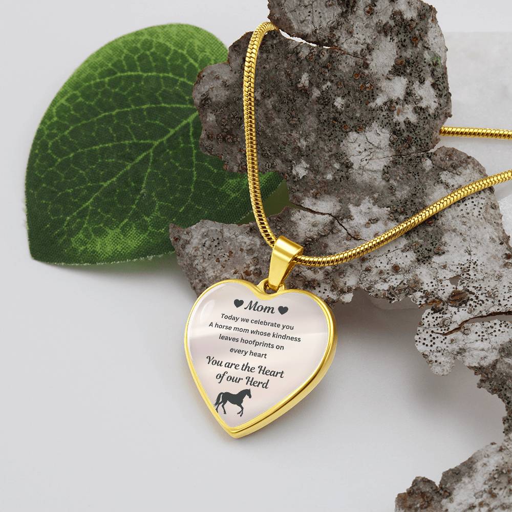 Horse Mom Necklace Gift for Mom – Custom Name Pendant You Are The Heart Of Our Herd