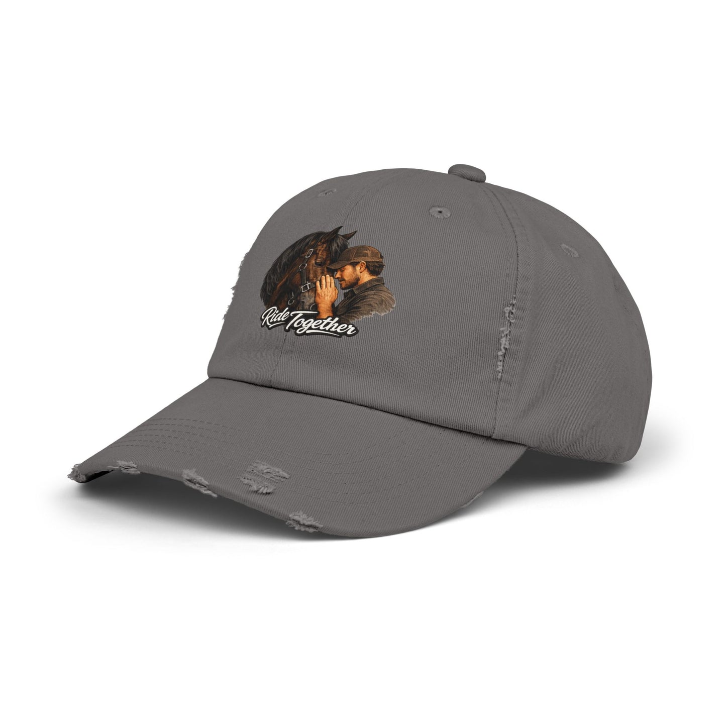 Ride Together Distressed Dad Hat – Horse & Rider Baseball Cap
