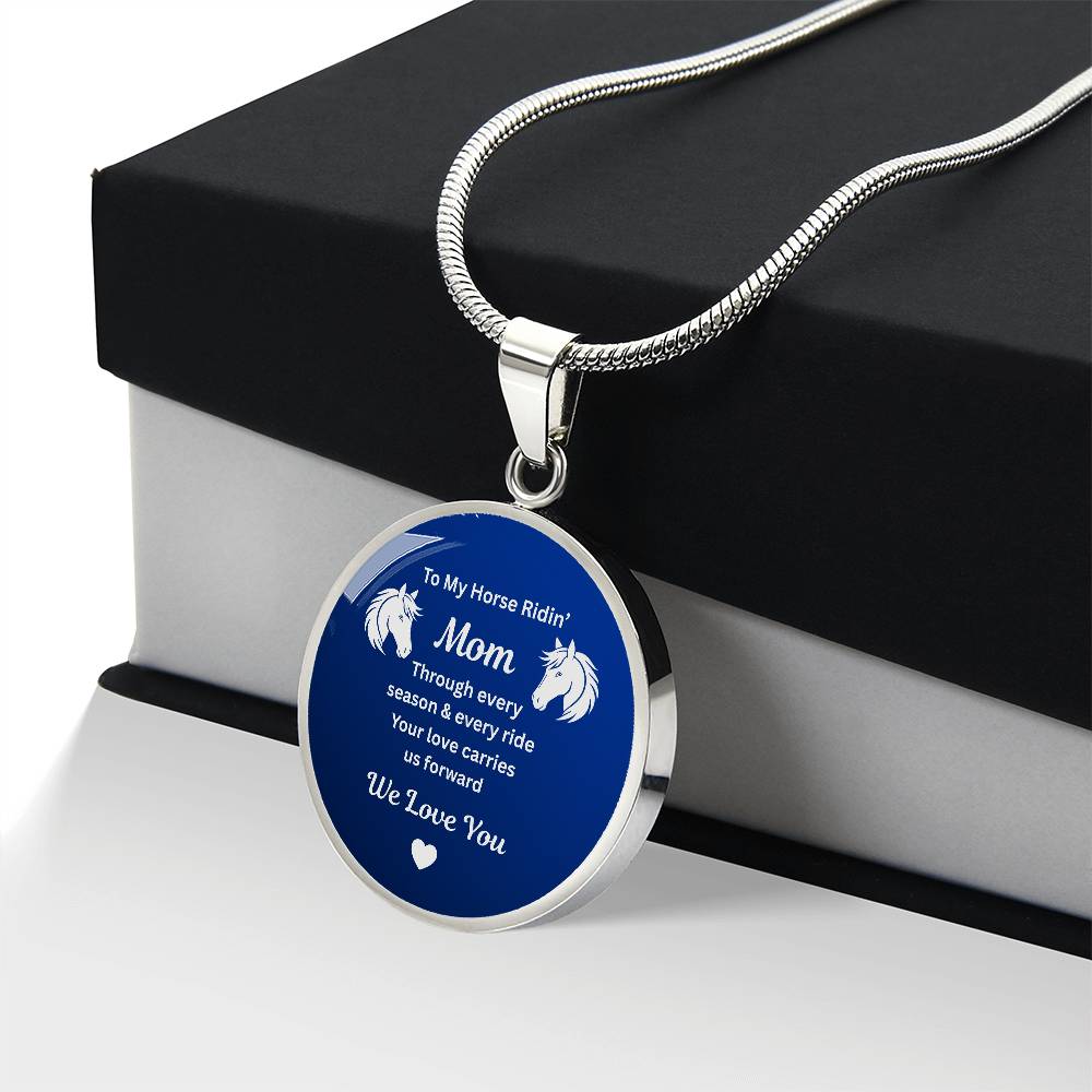 To My Horse Ridin' Mom Heart  Necklace – Engraved Mother’s Day Gift for Horse Lovers Mom