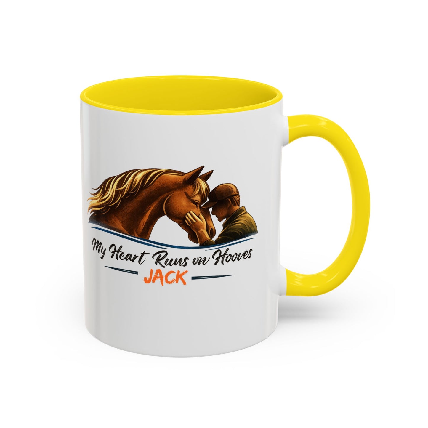My Heart Runs on Hooves Horse Coffee Mug — Personalized Equestrian Accent Mug